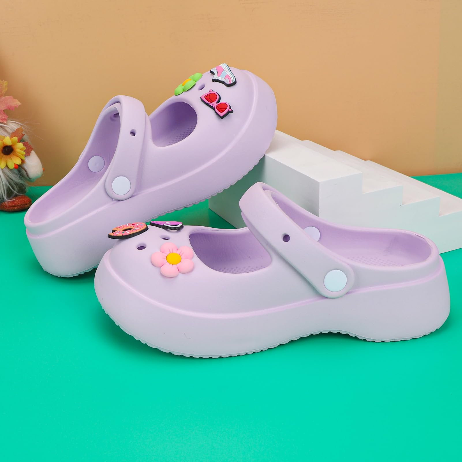 **Women's Quick-Drying Garden Clogs – Slip-On Water Shoes with DIY Charms | Cute Mary Jane Slides for Gardening, Beach & Outdoor Activities**
