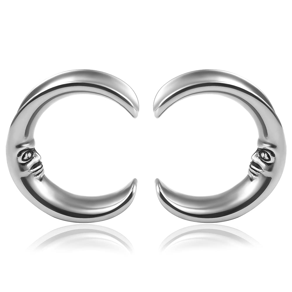 DOEARKO 2 PCS Stainless Steel Ear Hangers for Stretched Ears - Hypoallergenic 316L Gauges, Ear Plugs & Body Piercing Tunnels - Perfect for Ear Stretching, Body Jewelry & Alternative Fashion