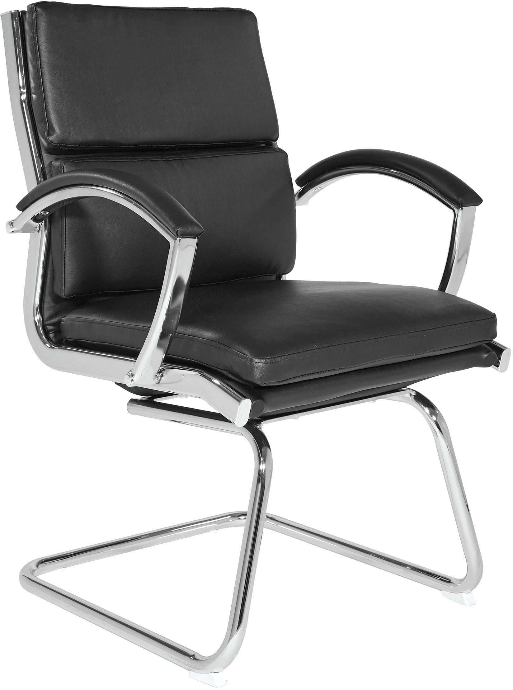 Office Star FL5385C Mid Back Faux Leather Visitor Chair - Comfortable Guest Seating for Reception Areas, Waiting Rooms & Office Lobbies