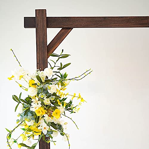 7ft Dark Brown Wooden Backdrop Stand Square Wedding Arch - Sturdy Outdoor Party Decor for Wedding, Reception, Garden & Photo Shoot Backdrops