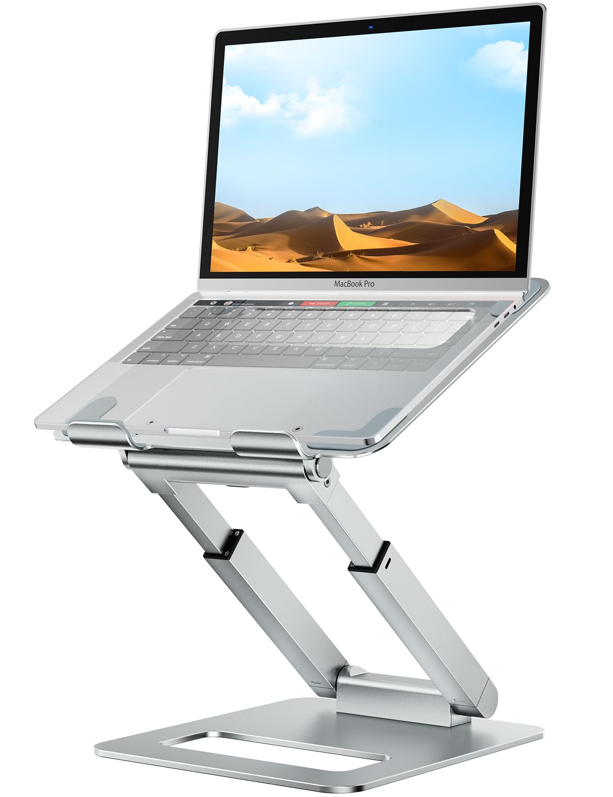 Adjustable Height Laptop Stand for Desk, Ergonomic Sit-Stand Computer Riser for Posture Support, Aluminum Laptop Holder for Spine Protection, Compatible with MacBook Pro & All 10-17