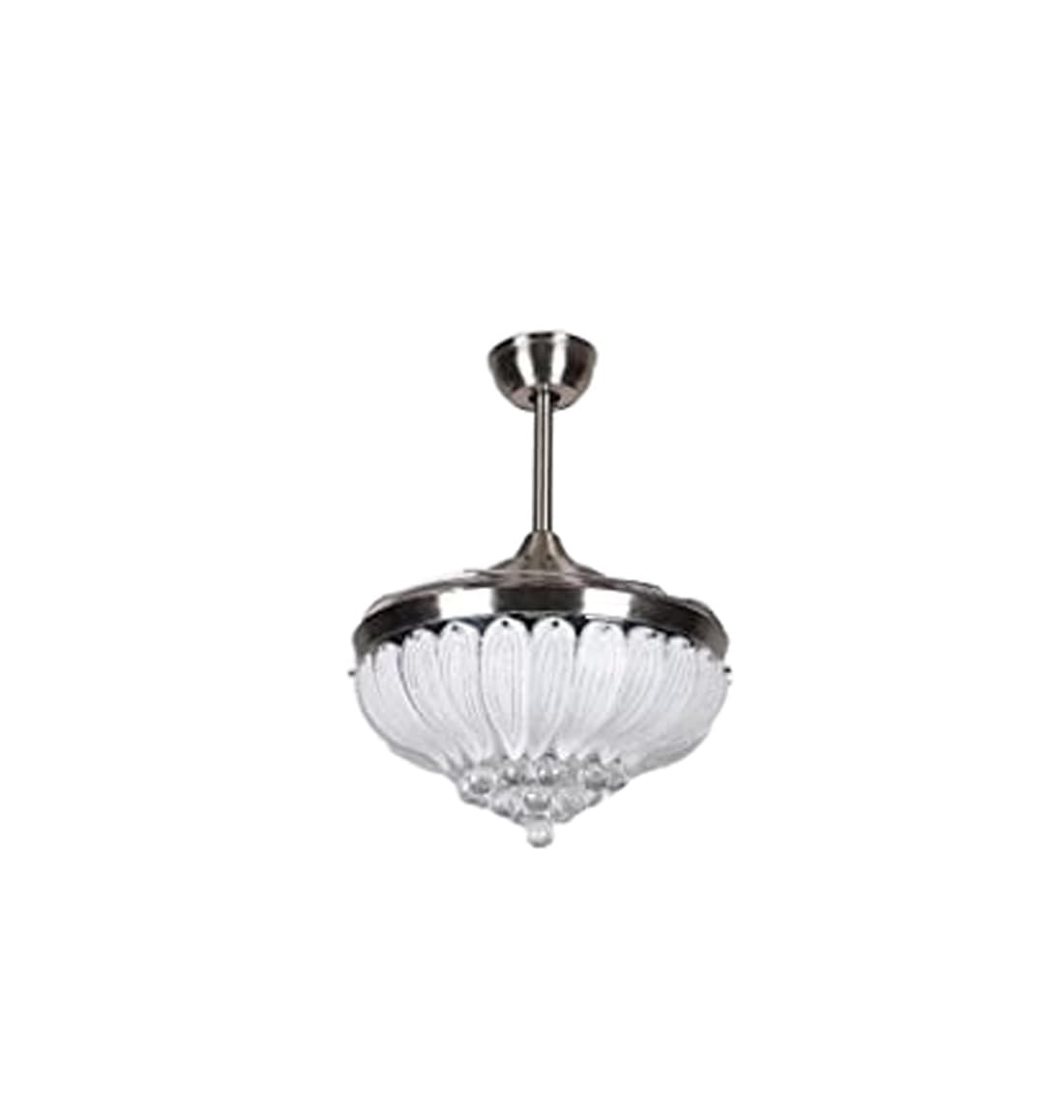 GAENZA 42 Inch Modern Crystal Ceiling Fan with Lights & Remote Control - 3 Color Changing LED Lights, 3 Speed Settings, Retractable Invisible Blades - Perfect for Living Room, Dining Room, Bedroom & Office Spaces