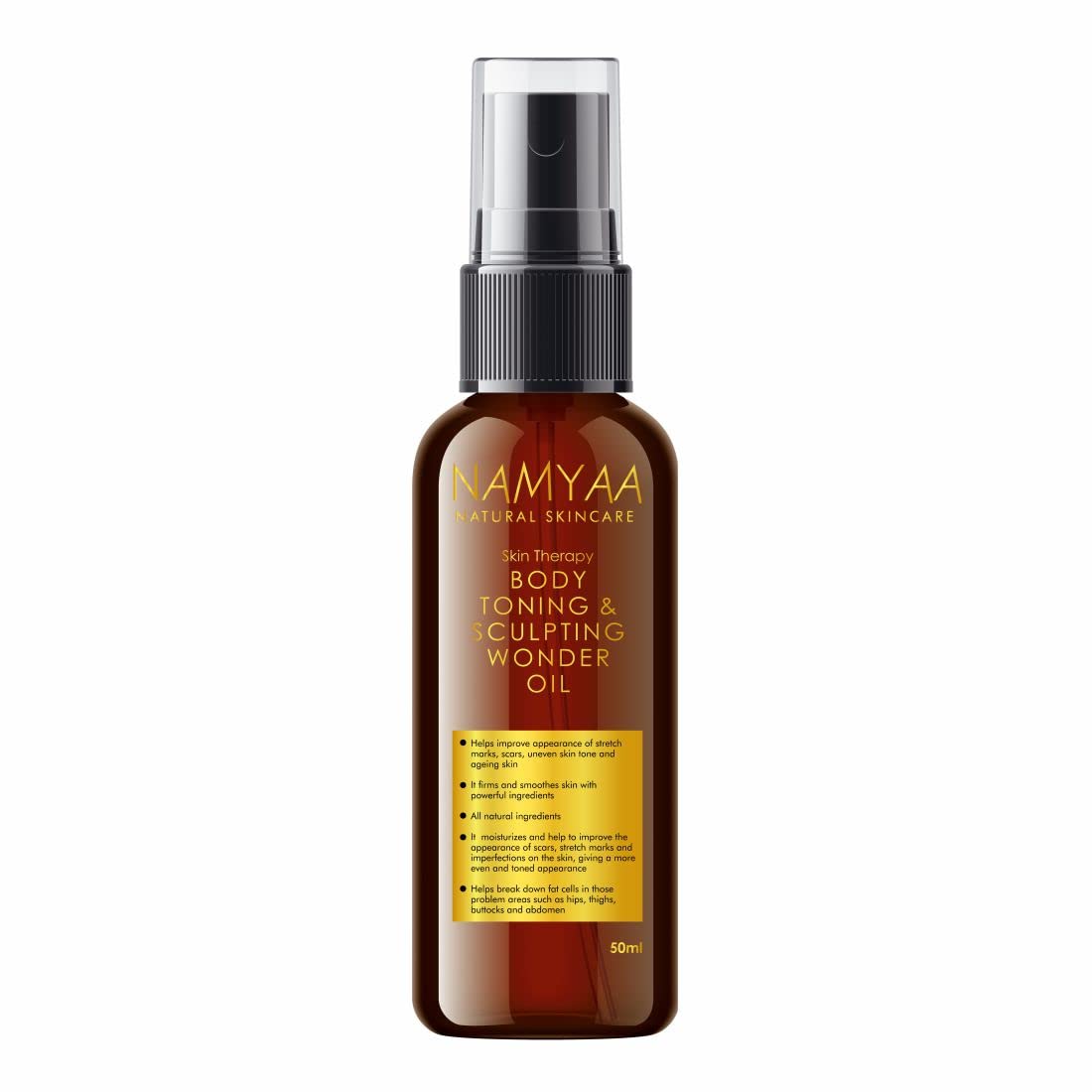 Namyaa Natural Science Body Toning & Sculpting Wonder Oil - Reduces Scars, Stretch Marks & Signs of Aging | Improves Skin Tone, Firms & Nourishes | 50 ml | Perfect for Post-Pregnancy, Weight Loss & Daily Skincare Routine