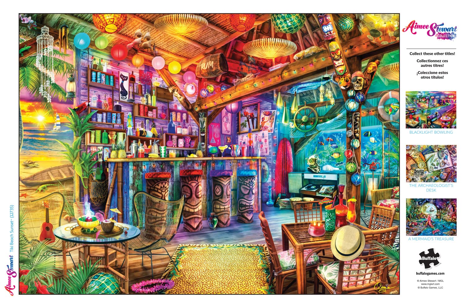 Buffalo Games 1000-Piece Tiki Beach Sunset Puzzle for Adults & Teens