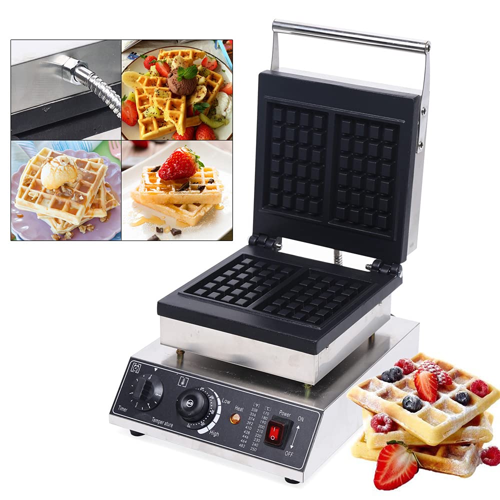 Commercial Electric Waffle Maker Machine - 2Pcs Nonstick Stainless Steel Waffle Iron for Waffles, Paninis & Hash Browns - 1500W Countertop Baker for Home & Restaurant Use - Perfect for Breakfast, Brunch & DIY Cooking (110V)