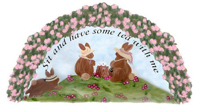 Tea Time Bunnies Wall Mural - Adorable Rabbit Decal for Nursery, Kids Room & Playroom Decor - Perfect for Birthday Parties & Baby Showers