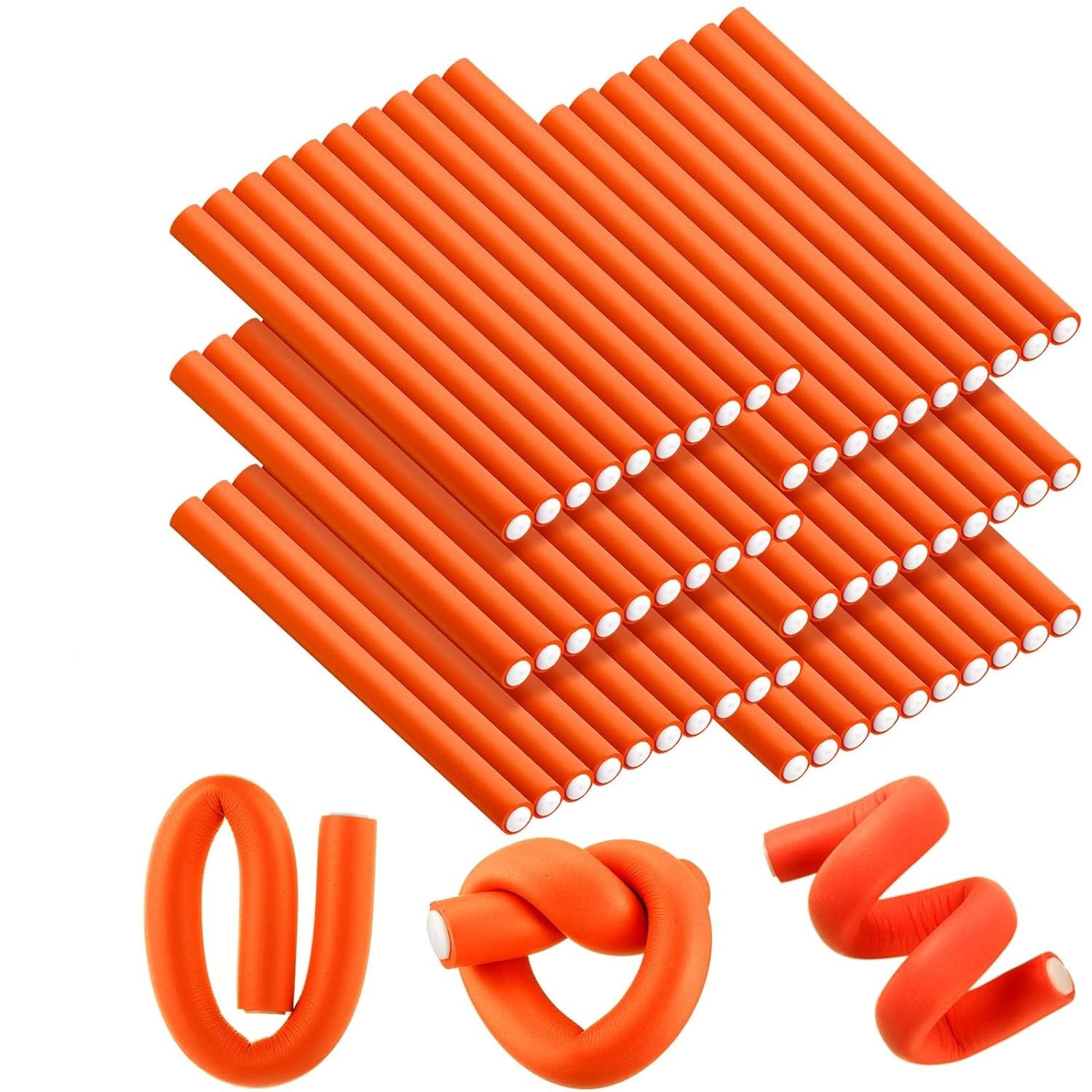 SWEETPEA Flexible Curling Rods & No Heat Hair Curlers Set - 10PCS Foam Twist Rollers with Steel Pintail Comb for Short & Long Hair (0.78x7 Inch Extra Large) - Perfect for Beach Waves, Overnight Curls & Heat-Free Styling