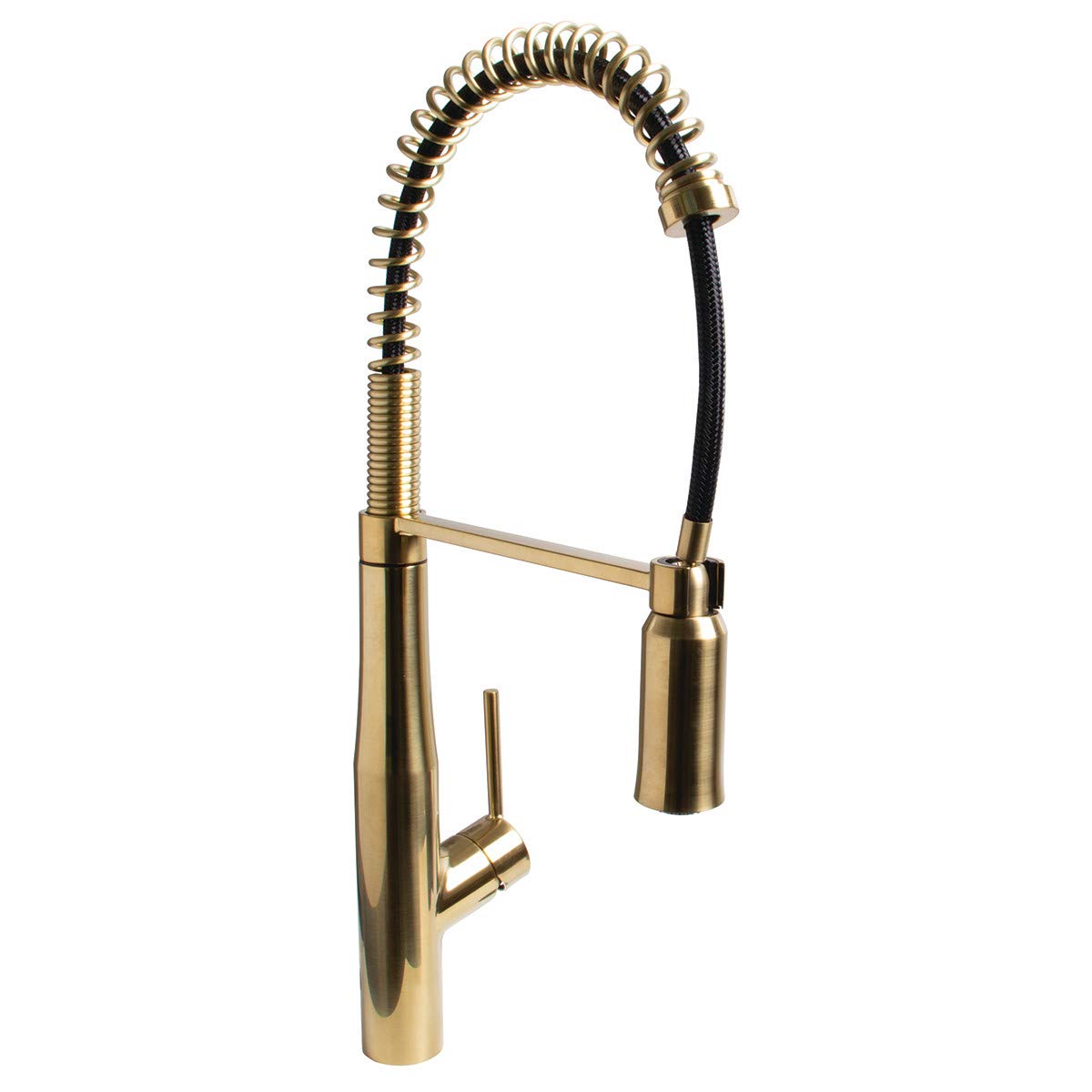 Speakman SB-1043-BRB Neo Spring Pull Down Sprayer Kitchen Faucet in Aged Brass - Perfect for Modern Farmhouse & Vintage Style Kitchens
