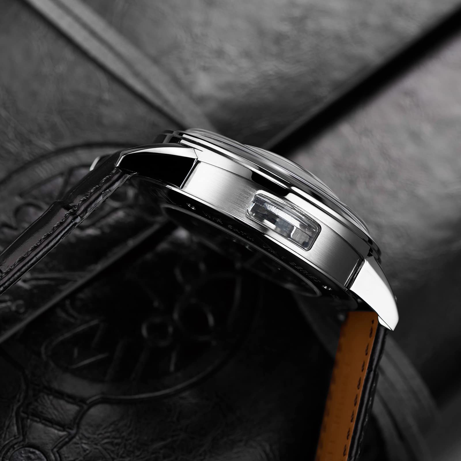 Luxury Rose Gold Men's Automatic Skeleton Watch with Genuine Leather Strap VM-1 - Perfect for Business Meetings, Formal Events & Everyday Wear