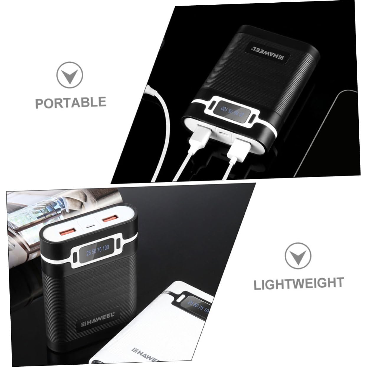 DOITOOL 18650 Battery Case - 4 Slot Portable Power Bank DIY Kit with Rechargeable Battery Charger - Compact Travel Charging Solution for Camping, Hiking & Emergency Power Backup (Black)