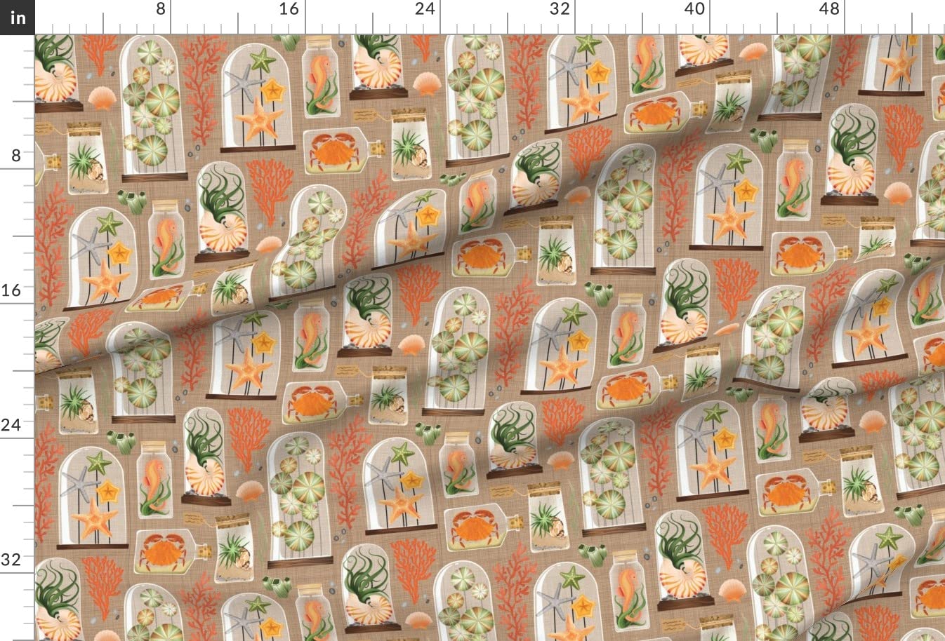 Shell Seahorse Sand Beach Sea Shells Coral Printed Minky Fabric by The Yard - Soft Plush Fabric for Sewing Baby Blankets, Quilt Backing & DIY Plush Toys - Perfect for Nursery Decor, Coastal Themed Crafts & Home Decor Projects
