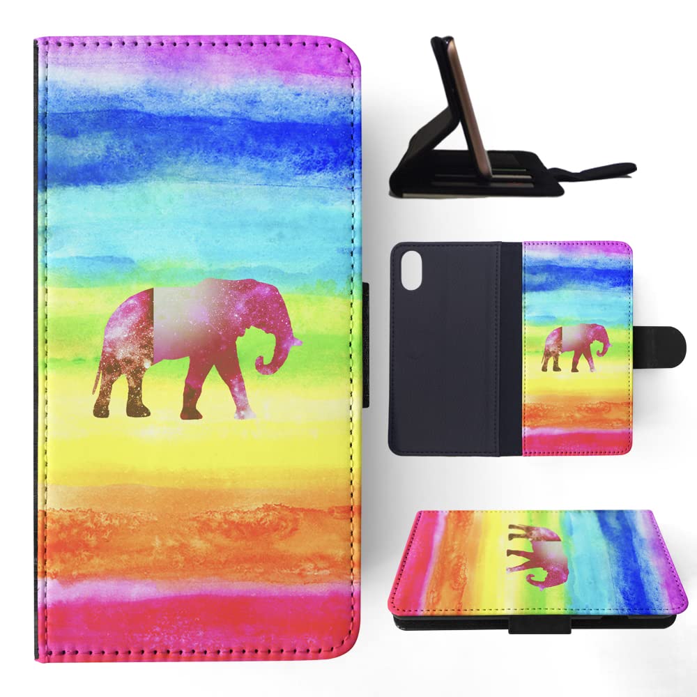 African Tribal Aztec Elephant #43 Flip Wallet Phone Case for Apple iPhone X & Xs - Stylish Protective Cover with Card Slots for Everyday Use