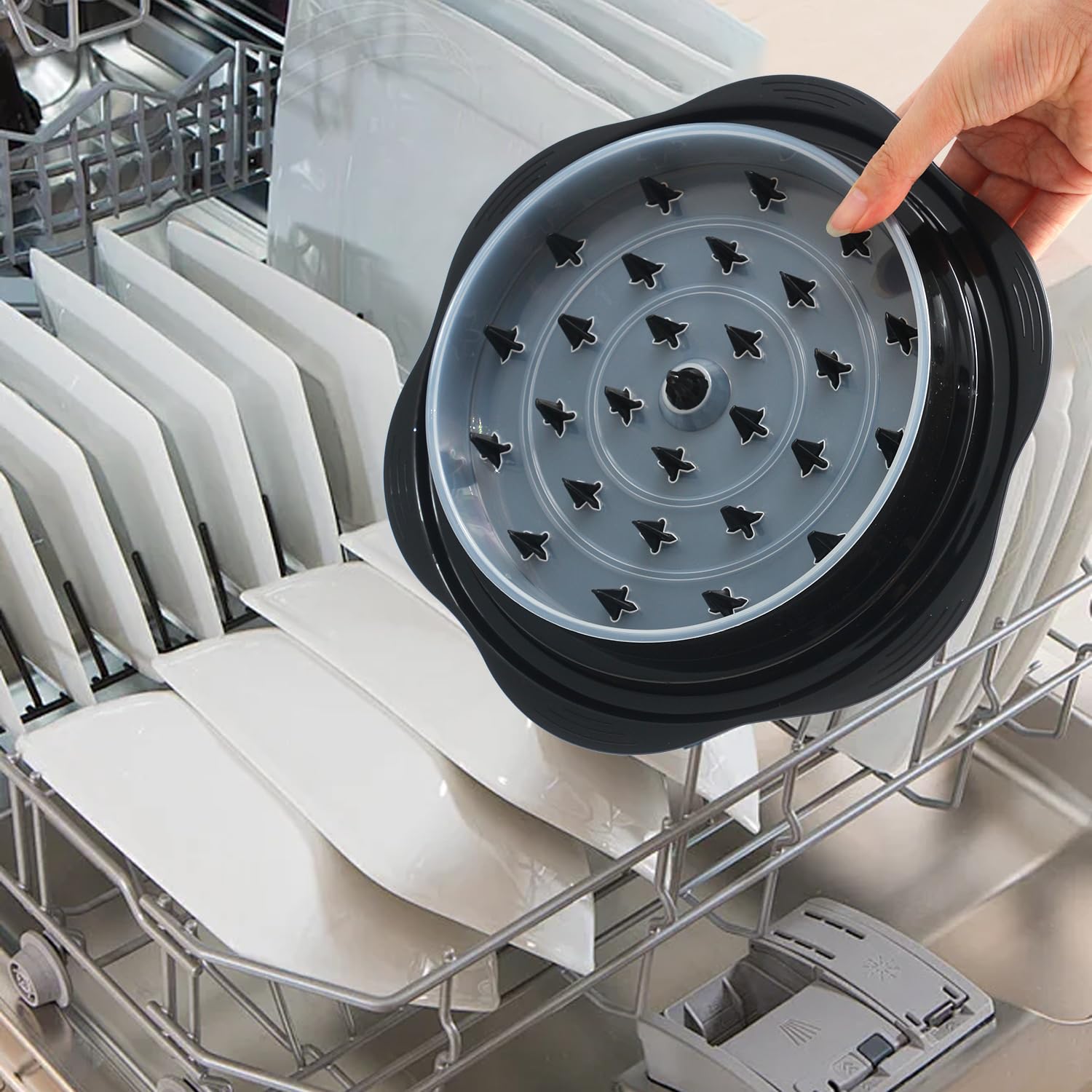 Premium Chicken Shredder Tool - Large BPA-Free Meat Shredder with Brush & Fork, Anti-Slip Ergonomic Handle for Pulled Chicken, BBQ, Tacos, Salads - Includes Separate Plate (10x10x2 Inches, Black)