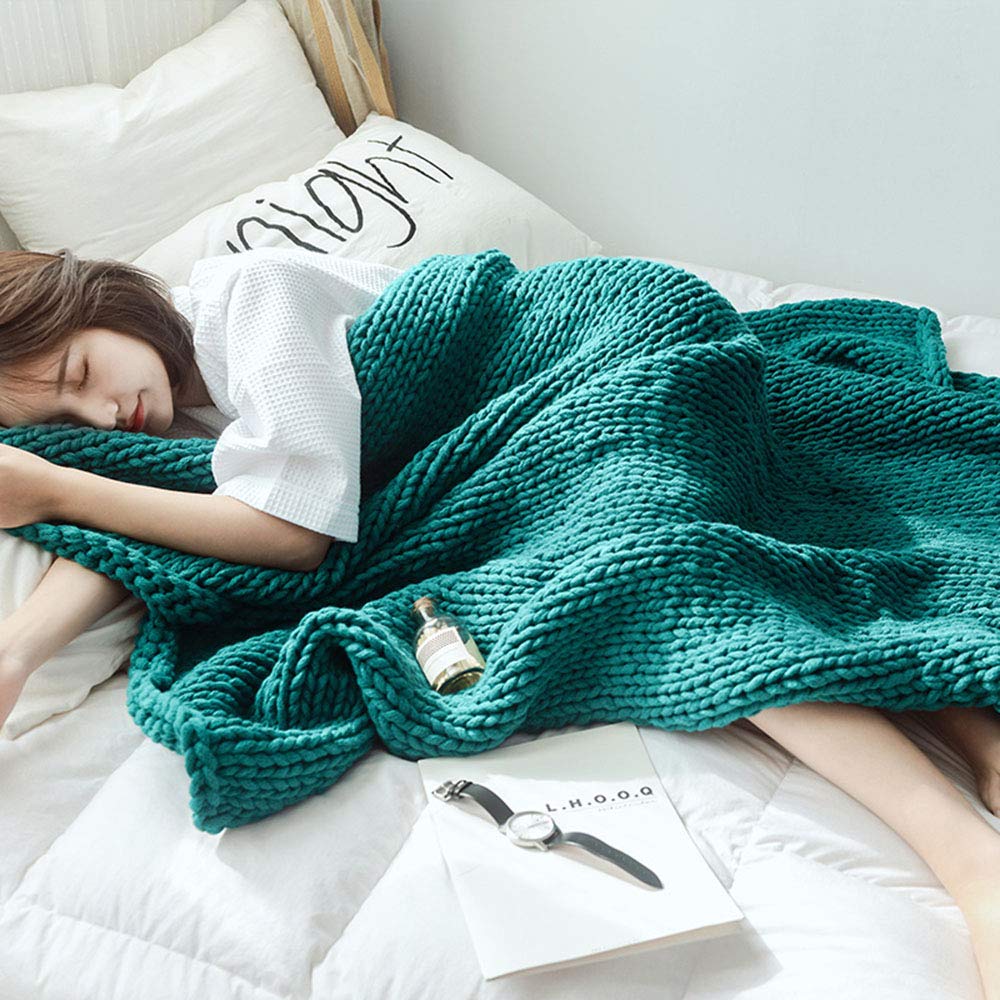 Handmade Chunky Knit Braided Blanket - Soft & Cozy Large Knitted Throw Blanket (51