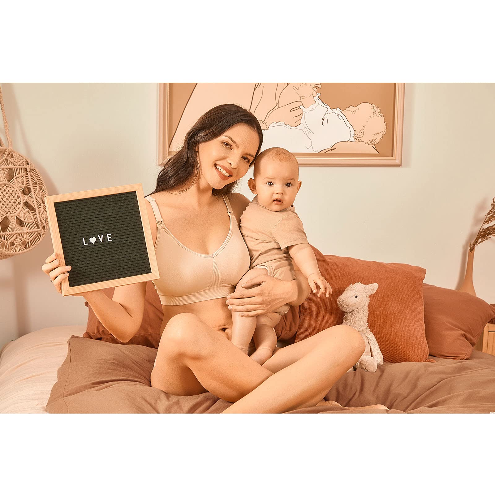 Gratlin Women's Seamless Maternity Nursing Sleep Bra - Wireless Breastfeeding Bra with Removable Pads & Support for Comfortable Wear During Pregnancy & Nursing | Perfect for Nighttime, Lounging & Daily Use