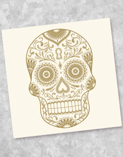 Golden Sugar Skull Beverage Napkins - 40 Count Colorful Day of the Dead Party Supplies for Halloween, Dia de los Muertos Celebrations, and Themed Dinner Parties