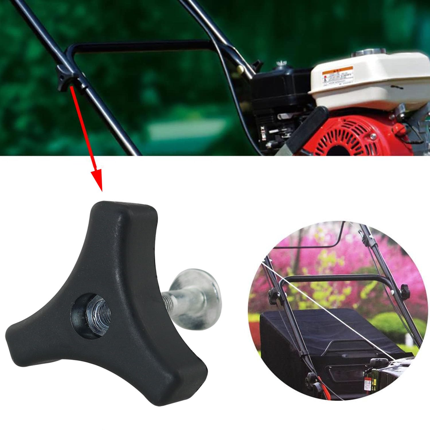 2pcs Mower Handle Screws - Triangle Knob Bolts for Lawn Mower Replacement & Repair