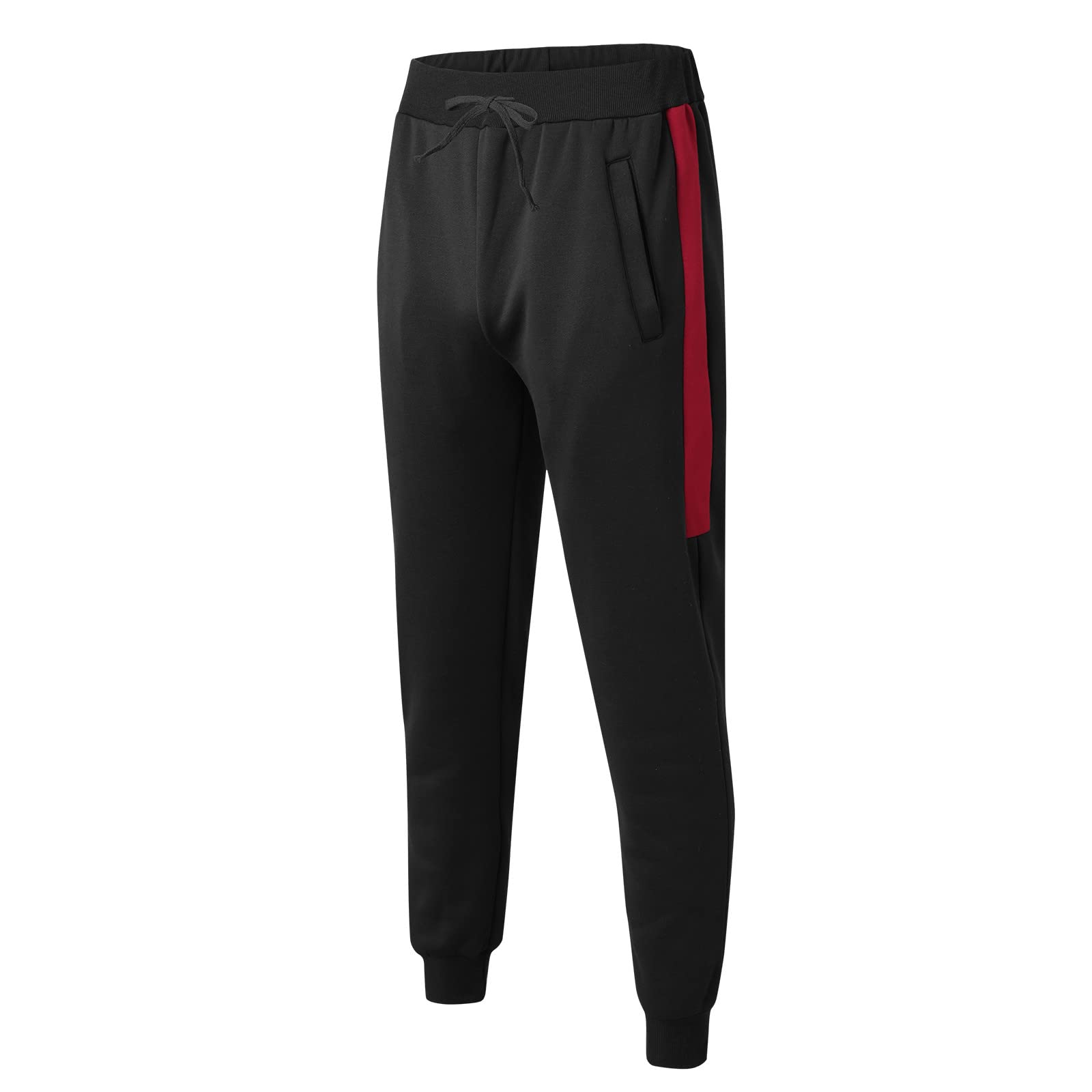 Bimgwuz Men's Casual Cargo Jogger Pants - Winter Warm Fleece Lined Sweatpants for Hiking, Running & Athletic Training | Straight Leg Comfortable Trousers for Outdoor Sports & Daily Wear (Black)