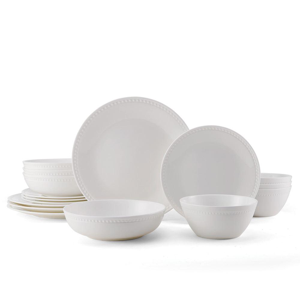 Loria 16-Piece Dinnerware Set with Pasta Bowls - Service for 4 People | Elegant Tableware for Family Dinners & Entertaining Guests