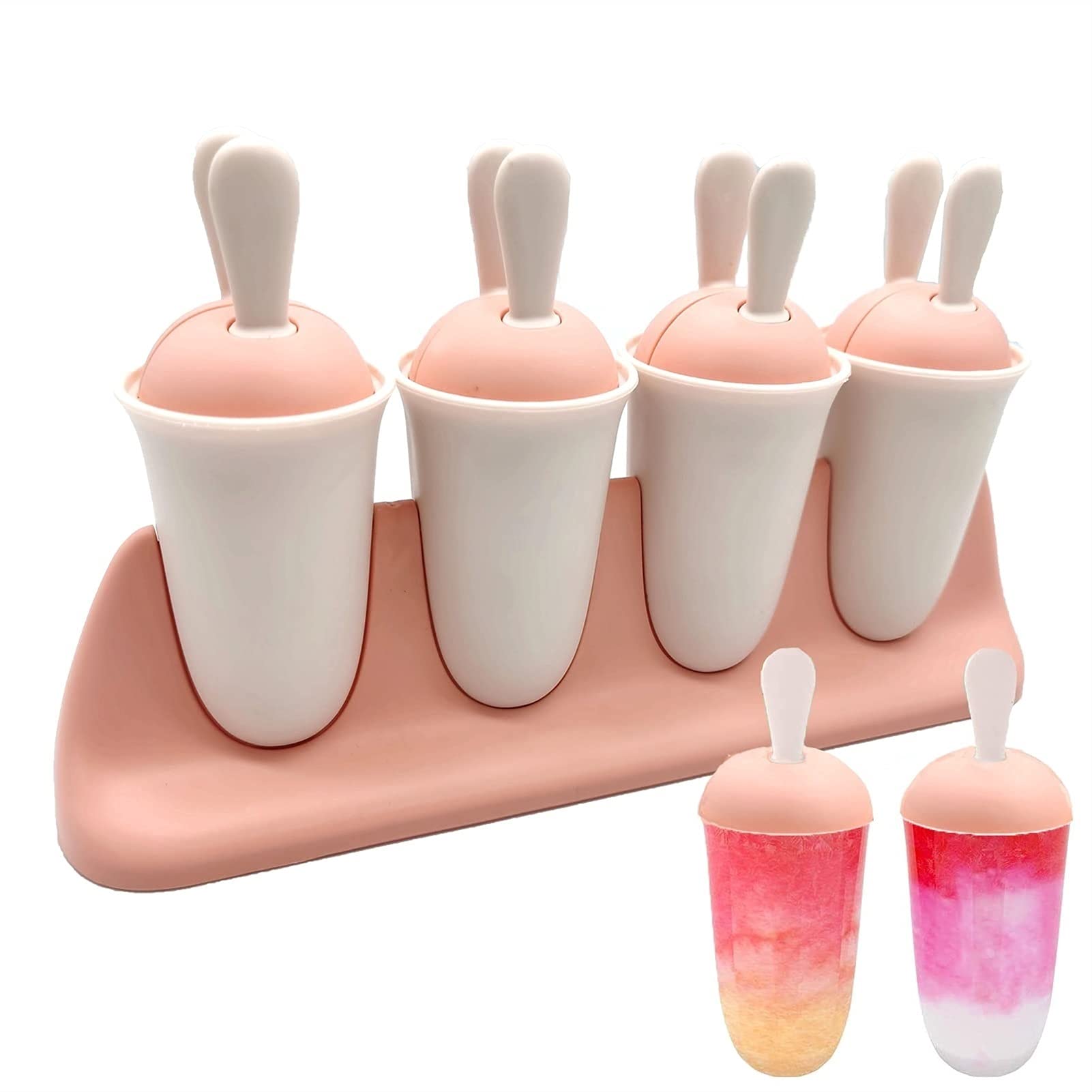 EOINSHOP Reusable Silicone Popsicle Molds for Ice Cream & DIY Ice Lollies - BPA-Free Ice Slider Molds (Pink) | Perfect for Summer Treats, Kids Snacks & Party Desserts