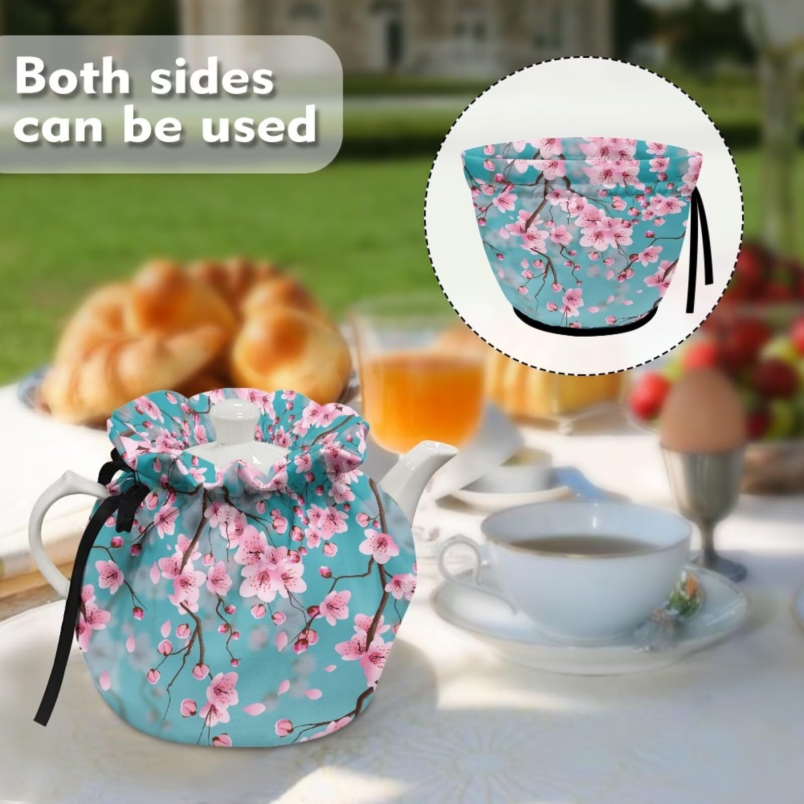 Blue Cherry Blossoms Tea Cozy - Insulated Teapot Cover & Kettle Warmer for Tea Lovers | Stylish Kitchen Accessory & Home Decor | Perfect Gift for Housewives, Friends & Moms | Ideal for Afternoon Tea, Cozy Kitchens & Thoughtful Gifts (1 Pack)