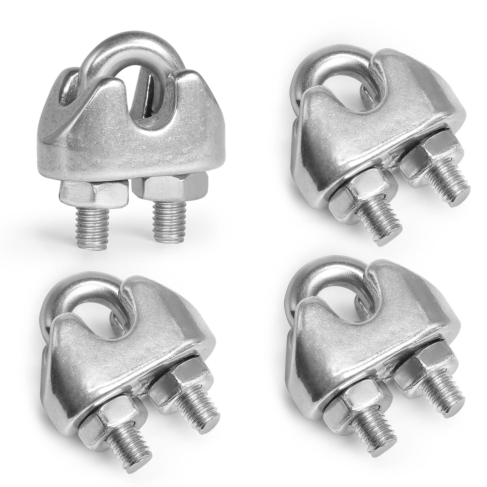 4pcs Stainless Steel M2 Wire Rope Clamps - 1/16 inch Cable Clips for Secure Fastening | Perfect for Marine, Construction & DIY Projects