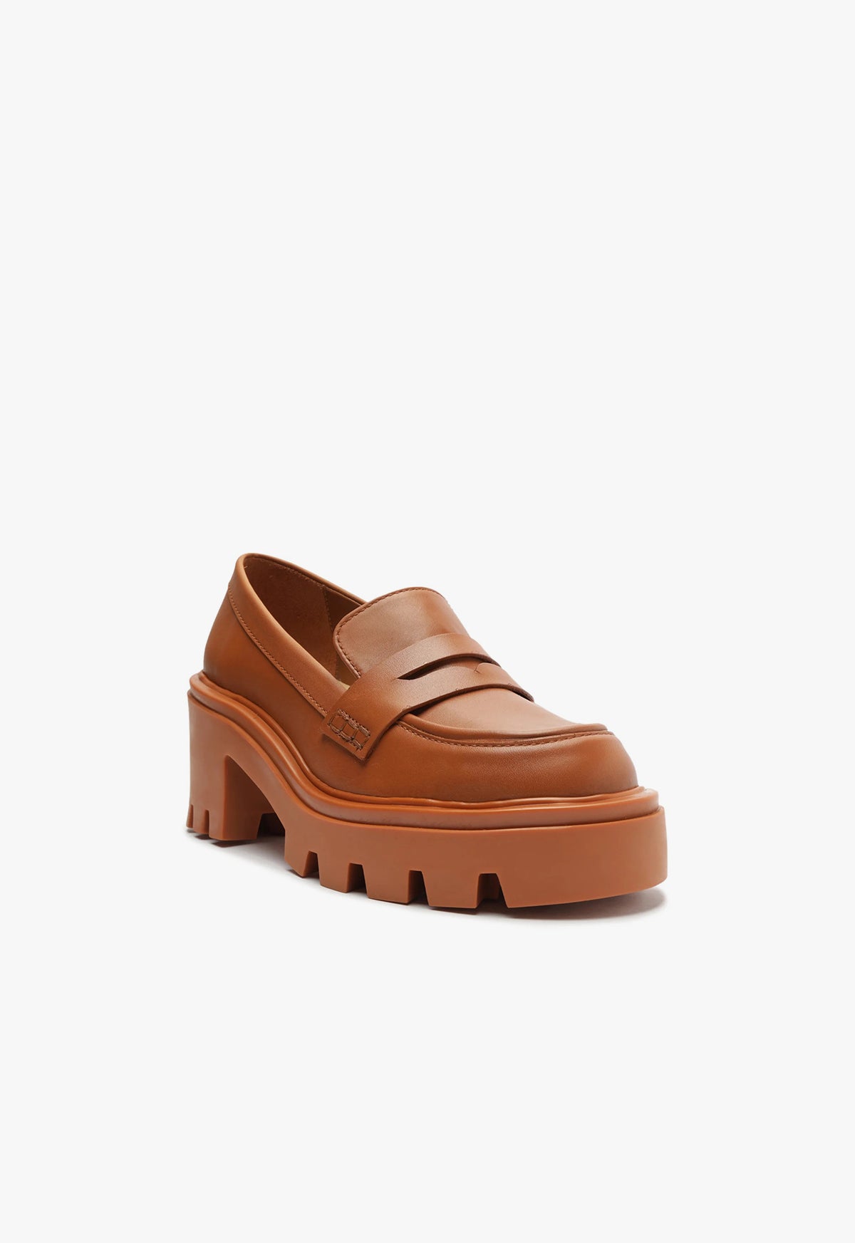 Viola Women's Leather Tractor Flat Shoes - Comfortable Slip-On Loafers for Casual Wear, Office & Travel
