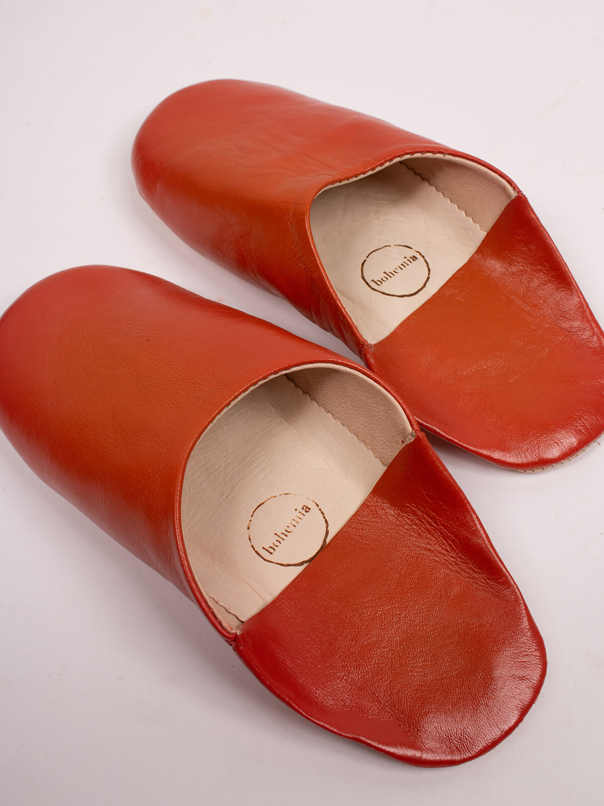 Moroccan Babouche Slippers - Soft Leather House Shoes for Men & Women, Comfortable & Stylish in Burnt Orange - Perfect for Home, Lounge & Indoor Relaxation