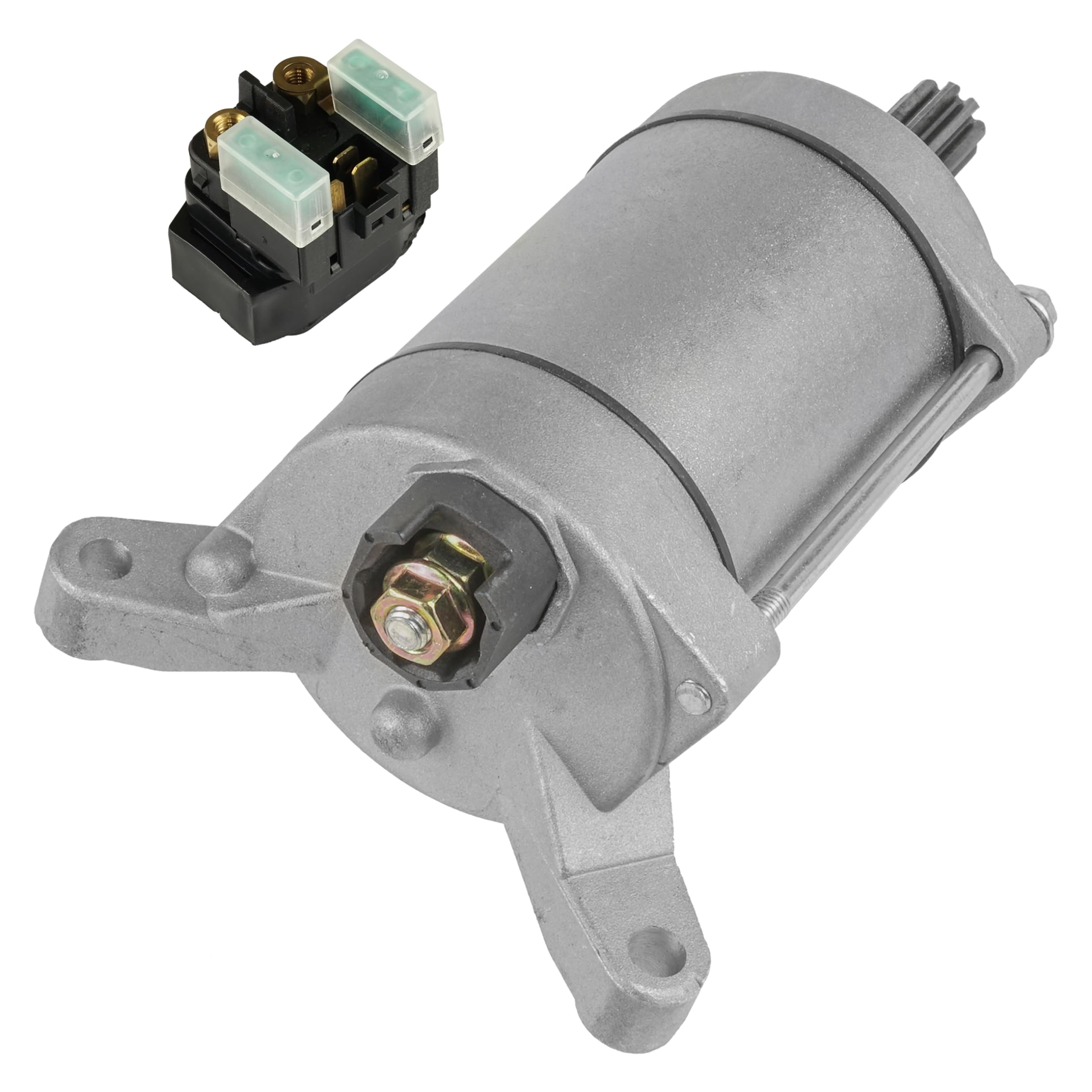 Caltric Starter with Relay Solenoid Compatible with Yamaha Grizzly 450 YFM450 4X4 (2011-2014) - ATV Starter Motor Replacement for Off-Road Adventures & Hunting