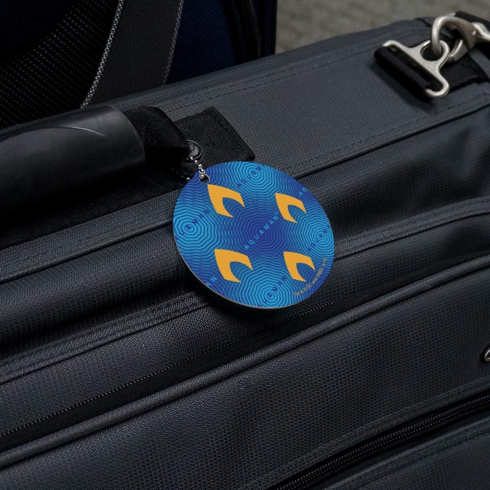 Aquaman Movie Logo Pattern Round Luggage ID Tag - Waterproof Suitcase Carry-On Name Tag for Travel, Business Trips & Vacation Identification