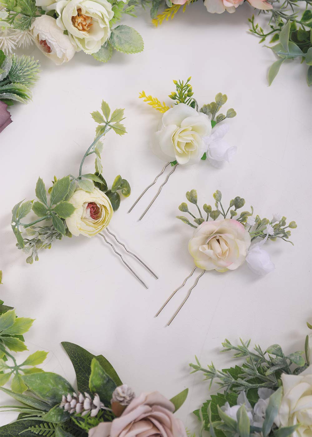 Kercisbeauty Tiny Flower Hair Pins - Elegant Wedding Hair Accessories for Brides & Bridesmaids | Floral Hair Clips for Special Occasions, Garden Parties & Prom | Women's Fashion Hair Jewelry (All Styles)