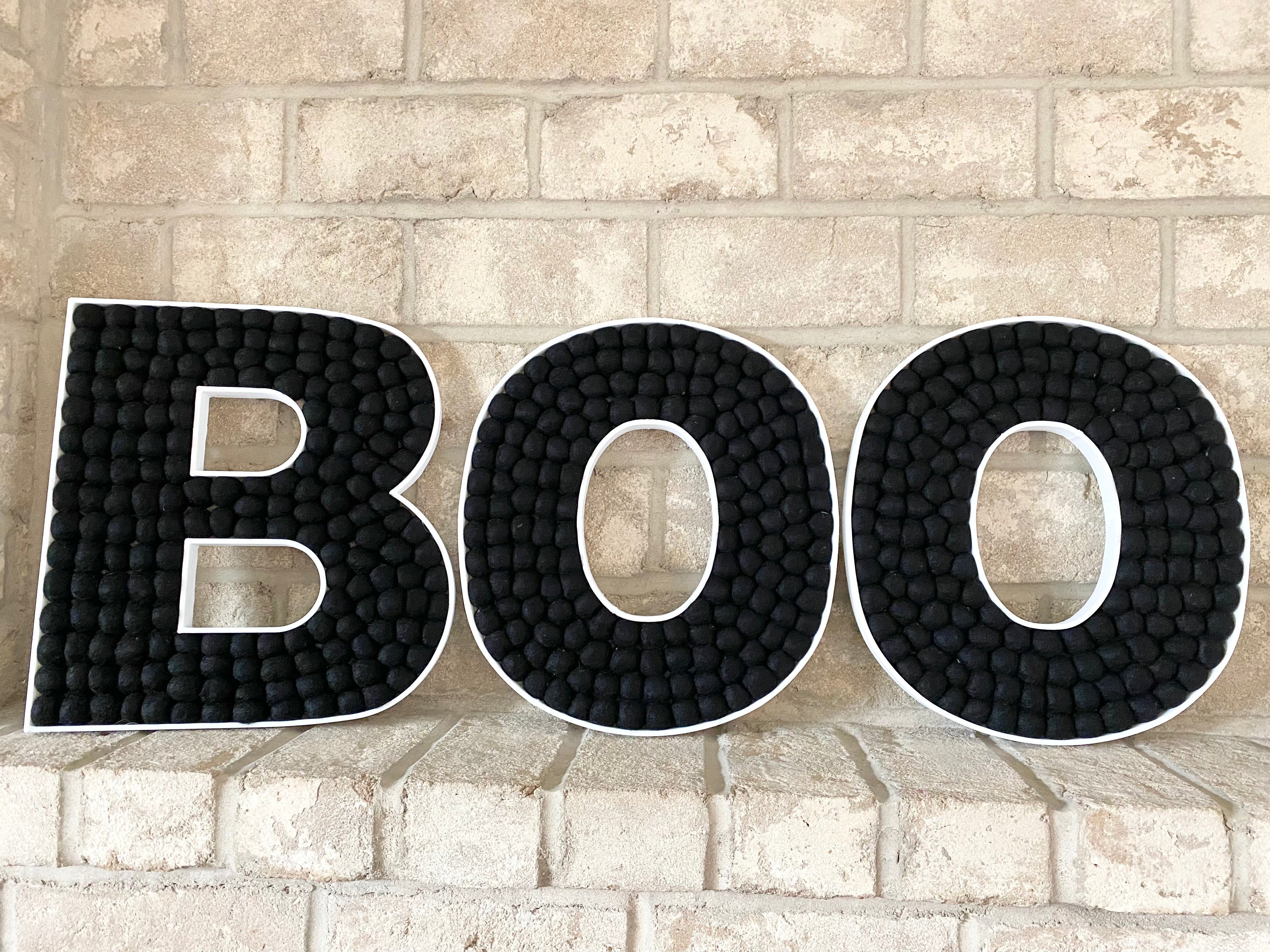 BOO Felt Ball Letters - Soft Alphabet Decor for Kids Room, DIY Wall Art, Nursery Decor, Birthday Party Backdrop - Perfect for Home, Classroom & Event Decoration