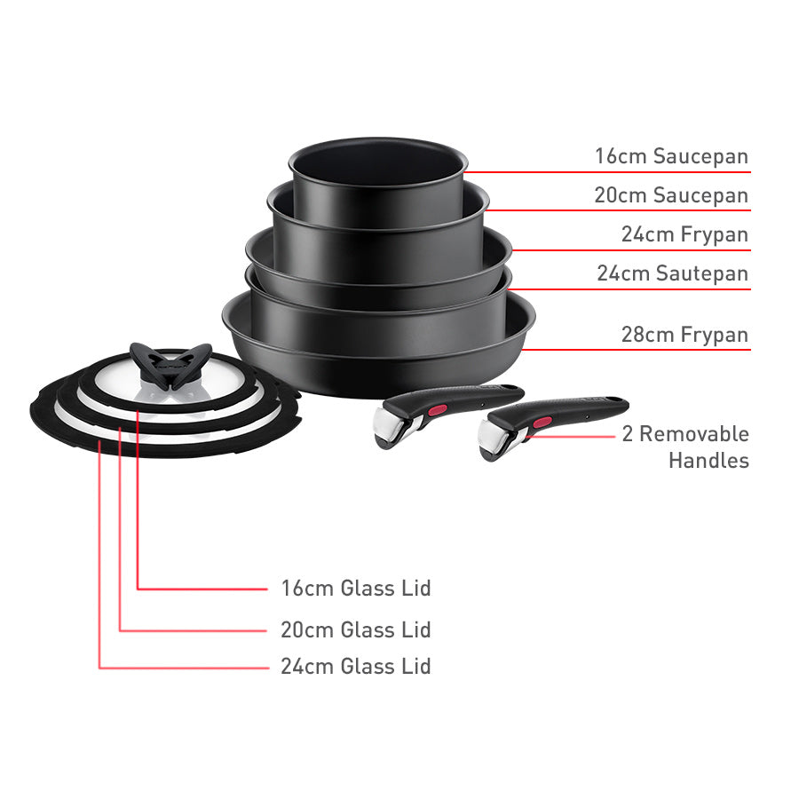 Tefal Ingenio Ultimate Non Stick Induction Cookware Set - 10 Piece Pots and Pans for Gas & Electric Stoves - Perfect for Frying, Boiling & Everyday Cooking