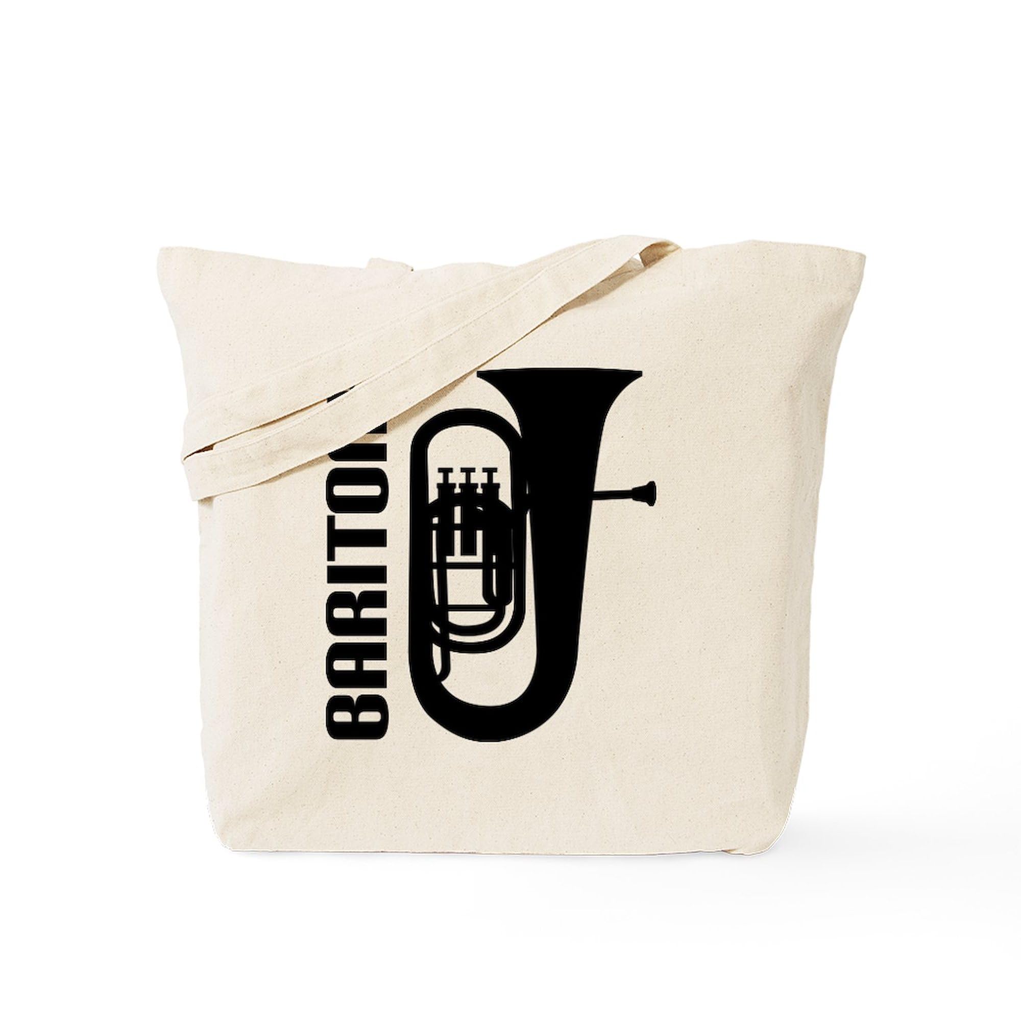 Music Silhouette Baritone Tote Bag - Natural Canvas Reusable Shopping Bag for Groceries, Books & Daily Essentials | Eco-Friendly Carryall for Musicians & Music Lovers
