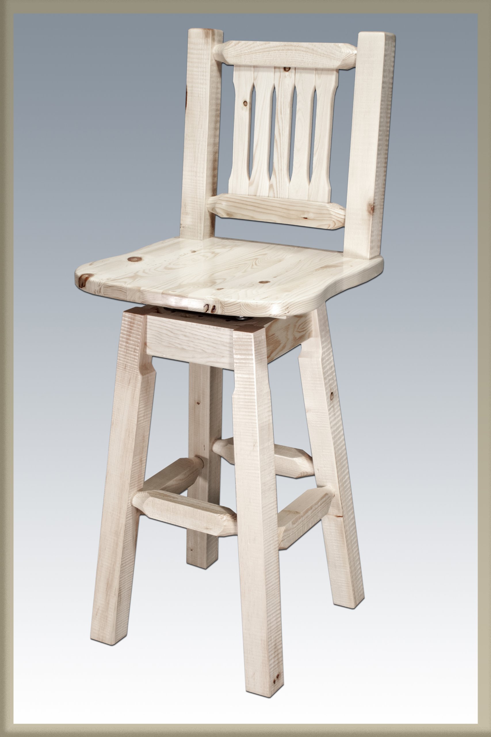 Montana Woodworks Barstool with Back & Swivel - Adjustable Height, Rustic Wood & Metal Design - Perfect for Kitchen Island, Bar Counter & Home Decor