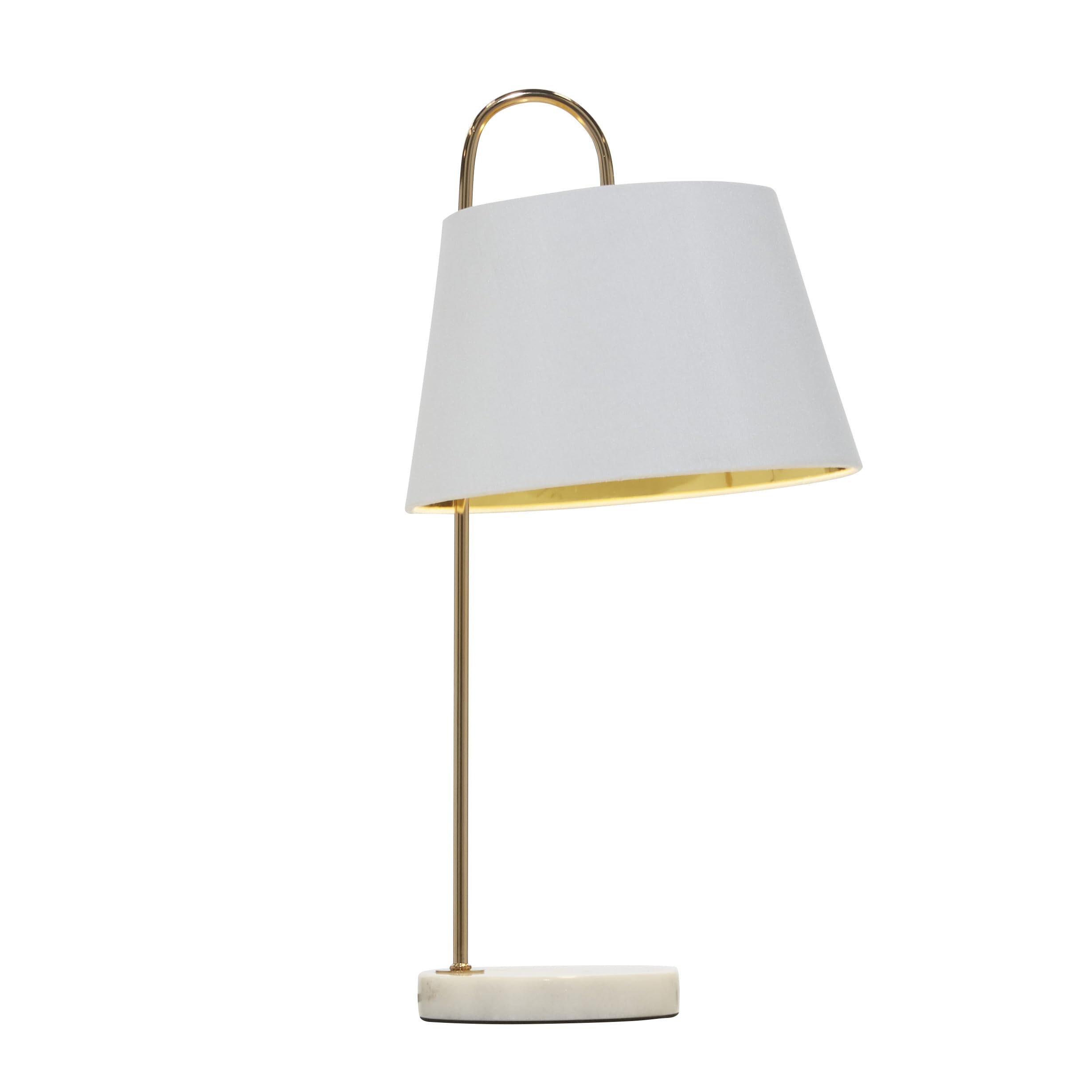 Deco 79 Modern White Marble Table Lamp with Gold Arched Metal Base - 11x11x22 Inches - Elegant Desk Lamp for Home Office, Bedroom Nightstand & Living Room Decor