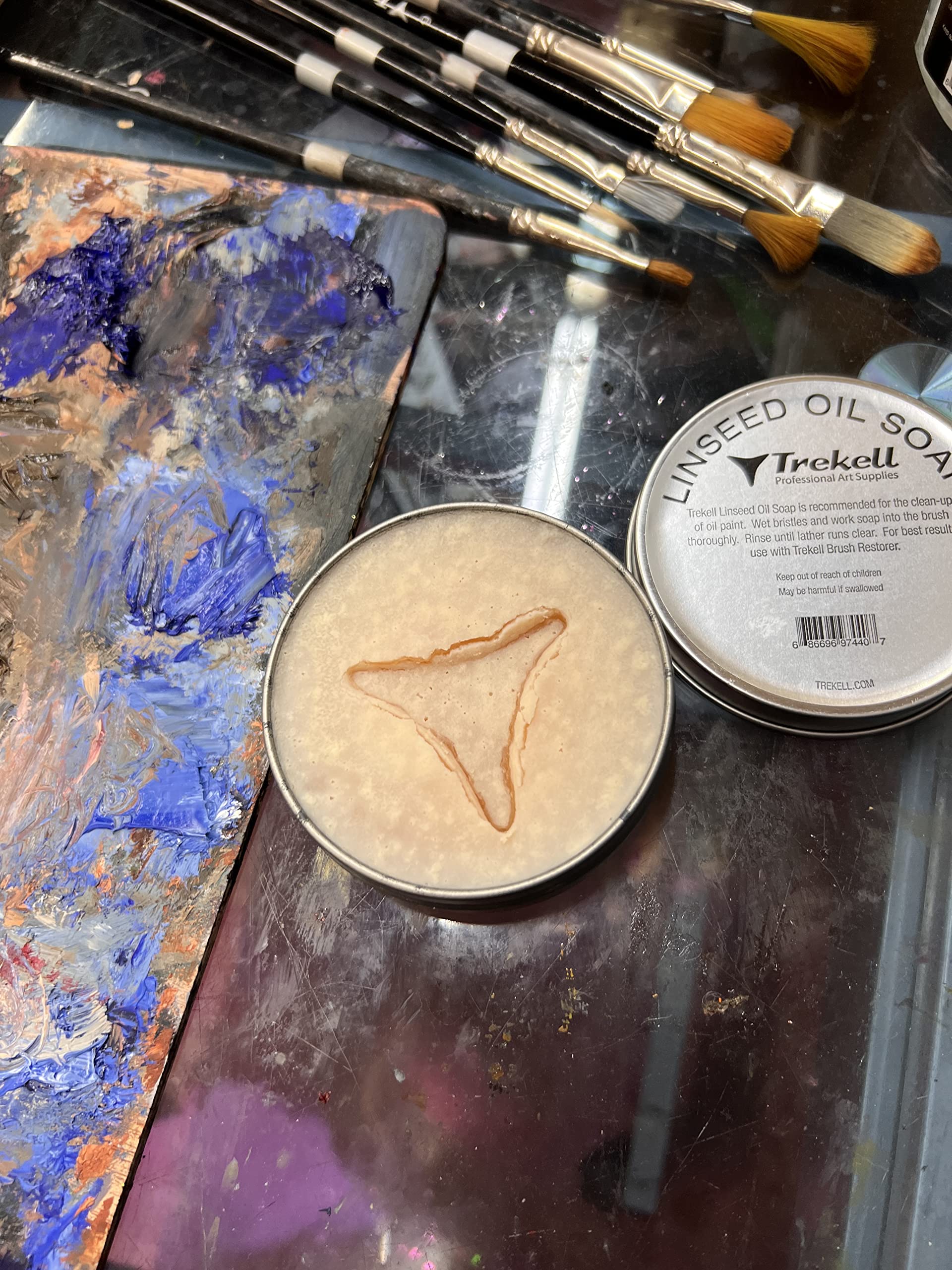 Trekell Linseed Oil Paint Brush Cleaner - Solvent-Free, Non-Toxic Artist Brush Soap for Oil & Acrylic Paints (3oz) - Perfect for Studio Cleaning & Brush Maintenance