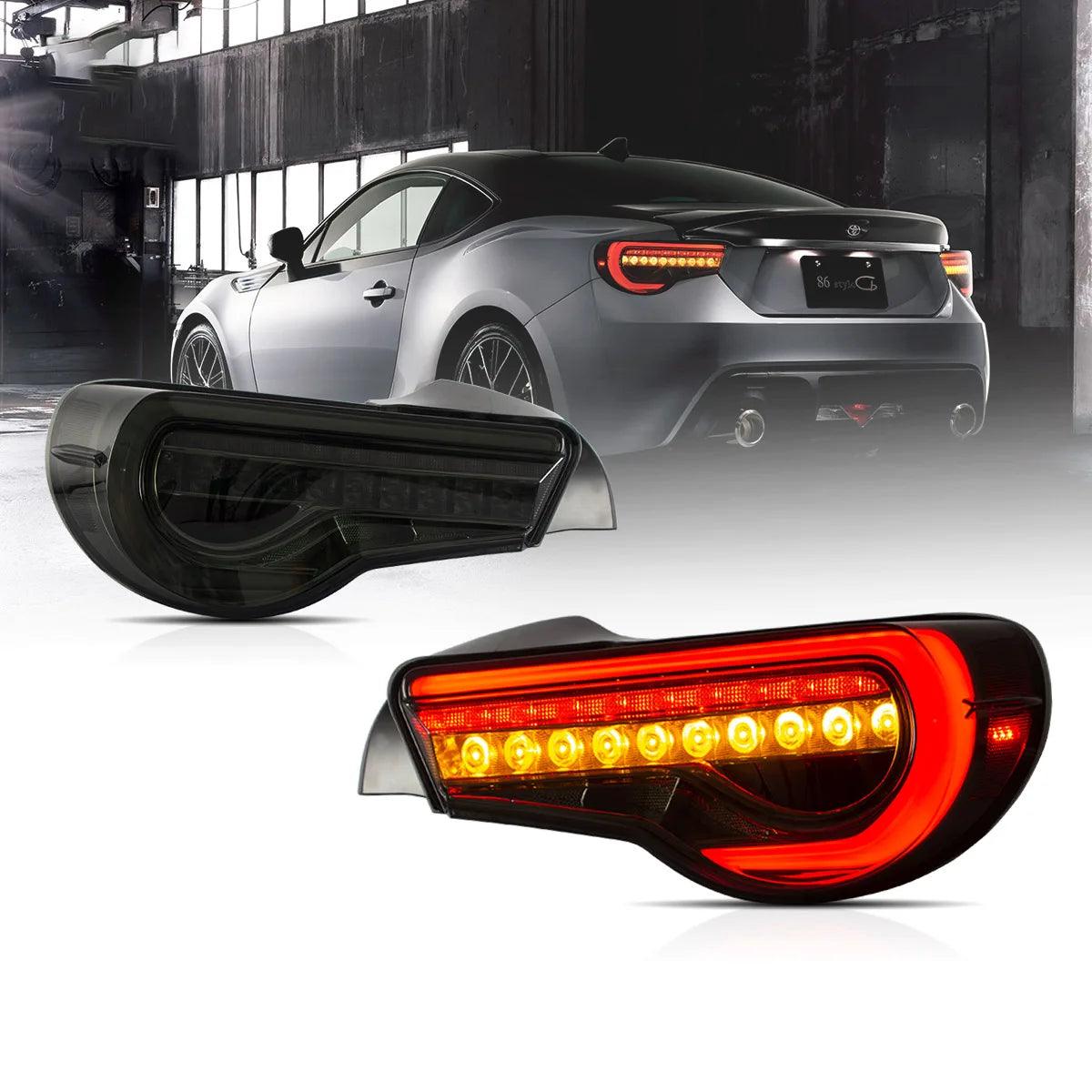 LED Tail Lights Assembly with Sequential Turn Signals for 2012-2020 Toyota 86 GT86, 2013-2020 Subaru BRZ, 2013-2020 Scion FR-S - Upgrade Your Car's Style & Safety for Night Driving & Custom Look
