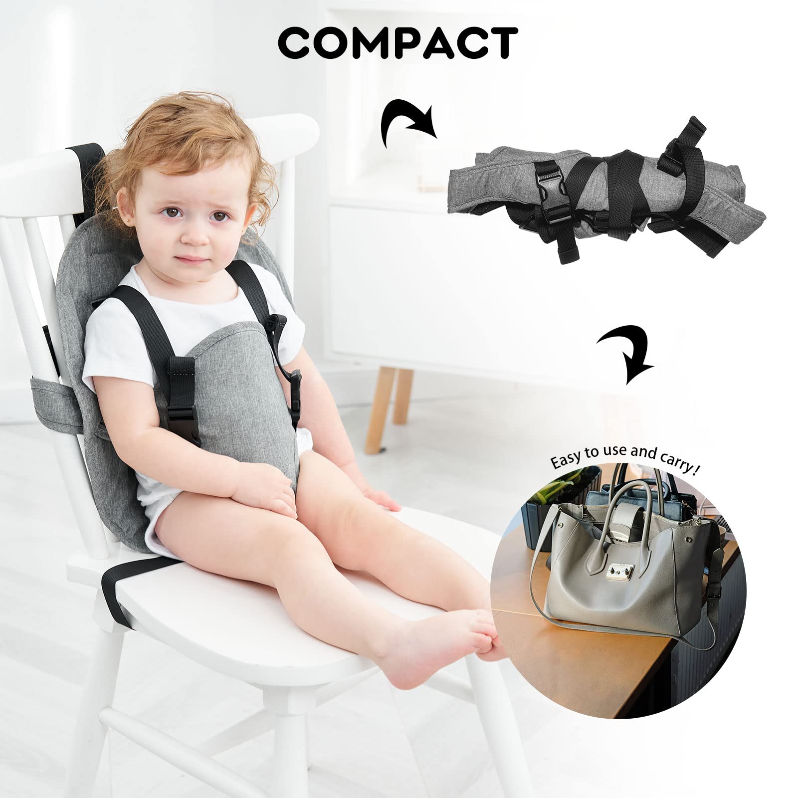 Portable Baby High Chair Harness Seat - Lightweight Travel Booster for Toddlers & Infants - Secure Dining Table Seat for Restaurants, Airplanes & Outdoor Adventures - Must-Have Baby Travel Gear