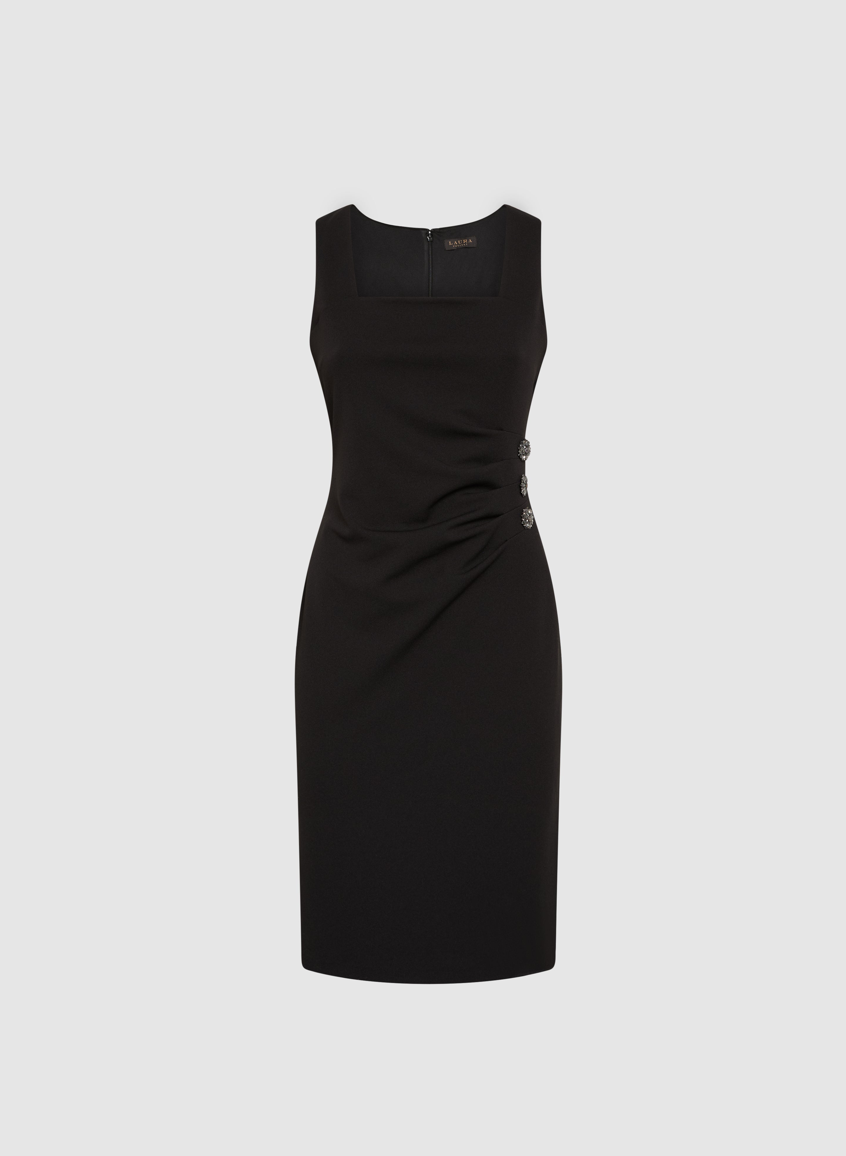 Elegant Crystal Button Embellished Dress for Women - Perfect for Weddings, Parties & Special Occasions
