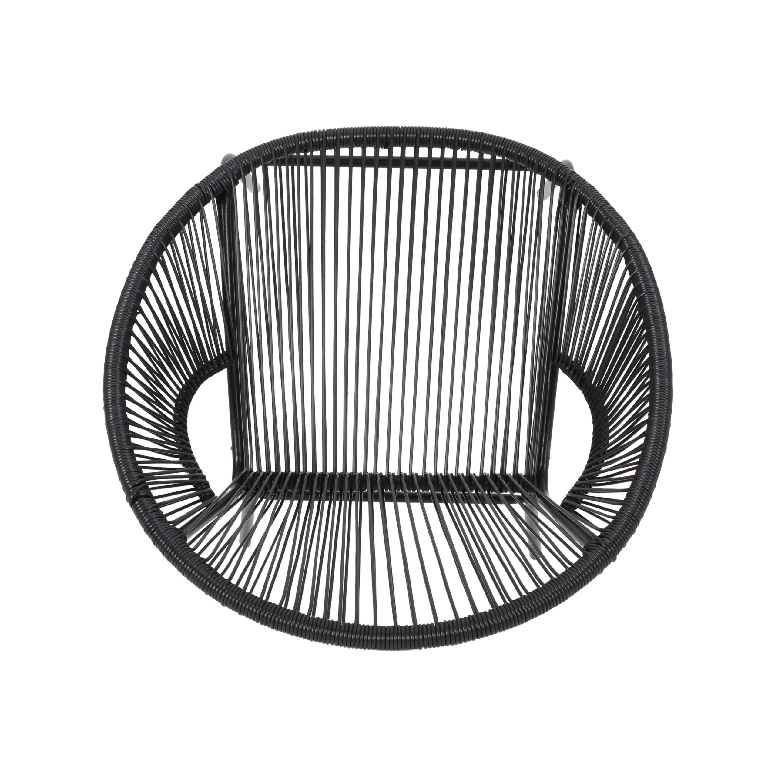 Modern Outdoor Faux Rattan Club Chair Set of 2 - Black Weather-Resistant Patio Furniture for Garden, Poolside & Backyard Relaxation