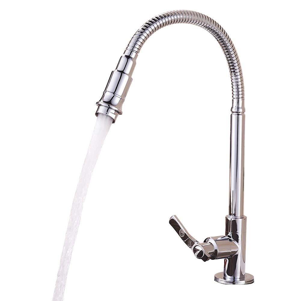 360° Rotating Single Lever Kitchen Faucet with Swivel Spout - Cold Water Sink Tap for Modern Kitchens - Perfect for Washing Dishes, Filling Pots & Cleaning Vegetables