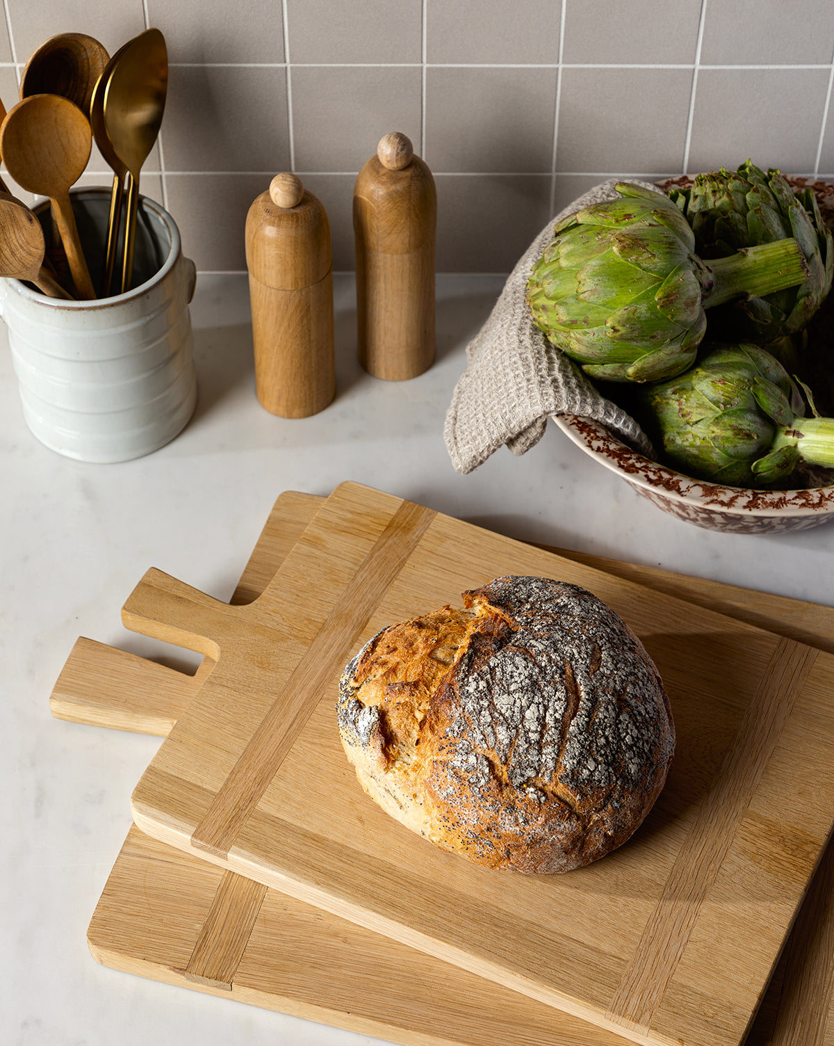 Premium Rectangle Wooden Bread Board - Durable Cutting Board for Slicing Bread, Cheese & Charcuterie - Perfect for Kitchen, Dining & Entertaining