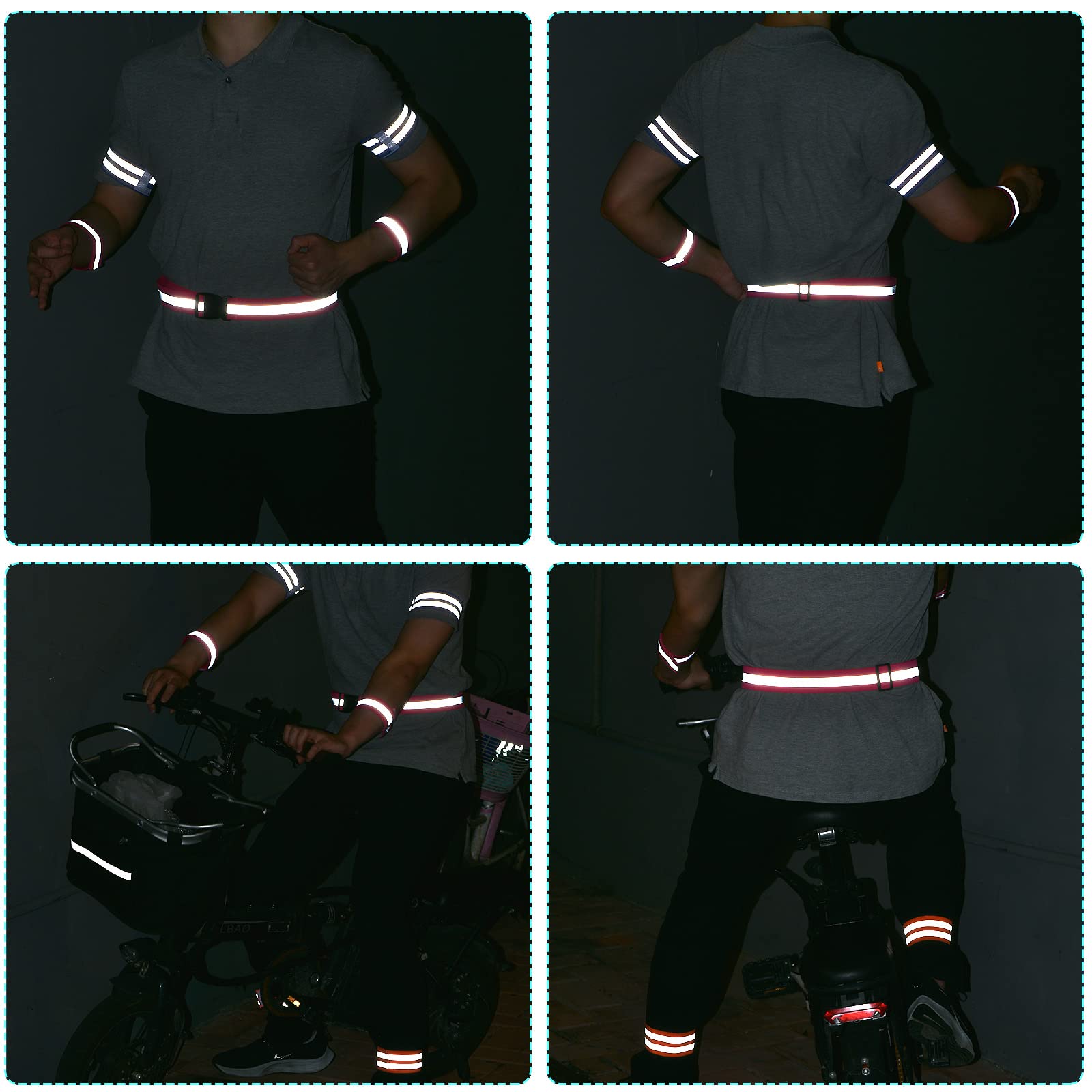 High Visibility Reflective Belt Bands - MECCANIXITY Safety Gear for Running, Cycling & Night Work | Adjustable Reflective Strips for Joggers, Construction Workers & Outdoor Activities