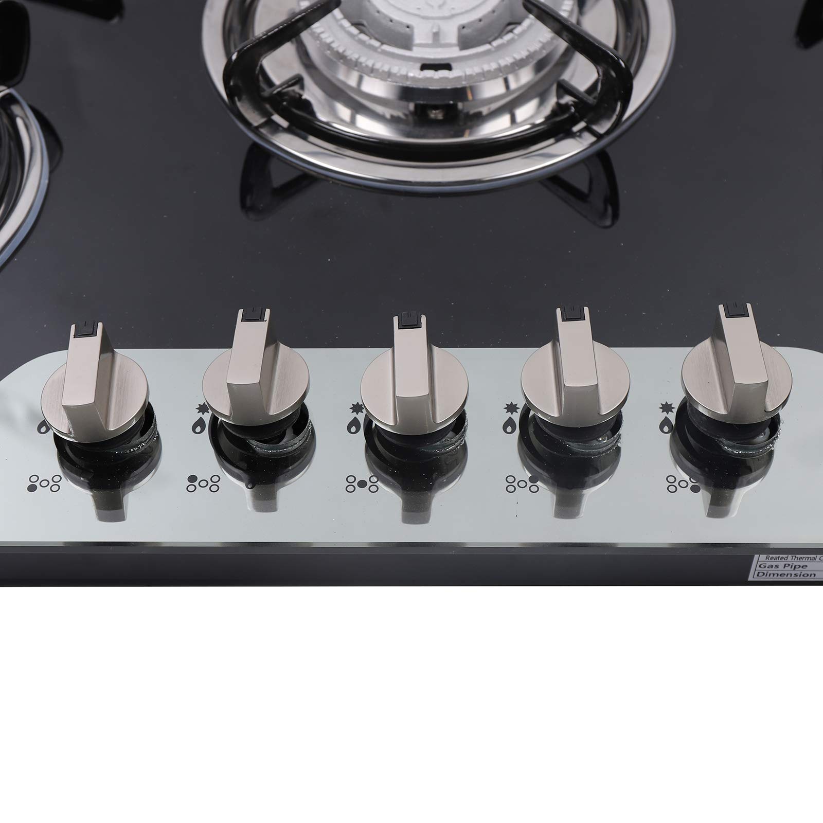 5 Burner Gas Stove Cooktop - 30.3 x 20 Inch Built-in Tempered Glass LPG/NG Dual Fuel Stove with 5 Nozzles - Perfect for Home Kitchen, Restaurant, RV & Outdoor Cooking