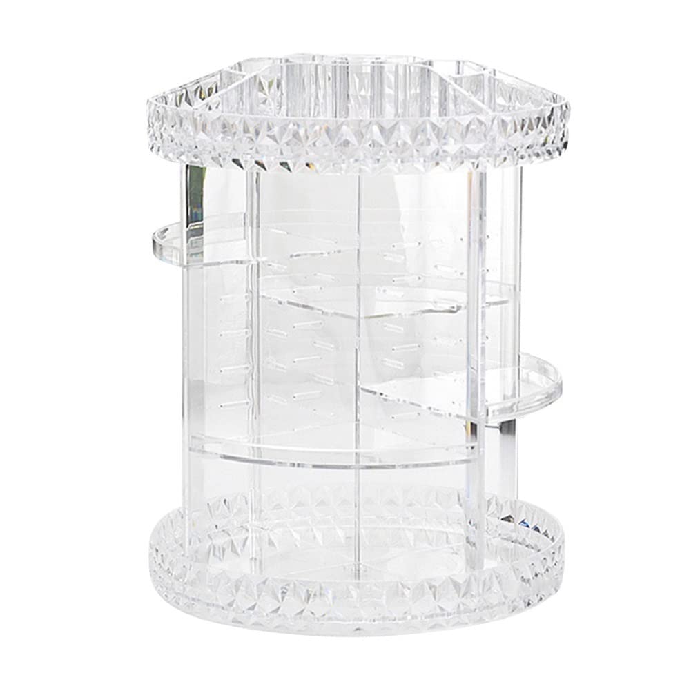 UNNS 360° Rotating Makeup Organizer - Transparent Cosmetic Storage Box with Removable Compartments for Lipstick, Brushes & Beauty Products | Perfect for Bathroom, Bedroom & Dresser Organization