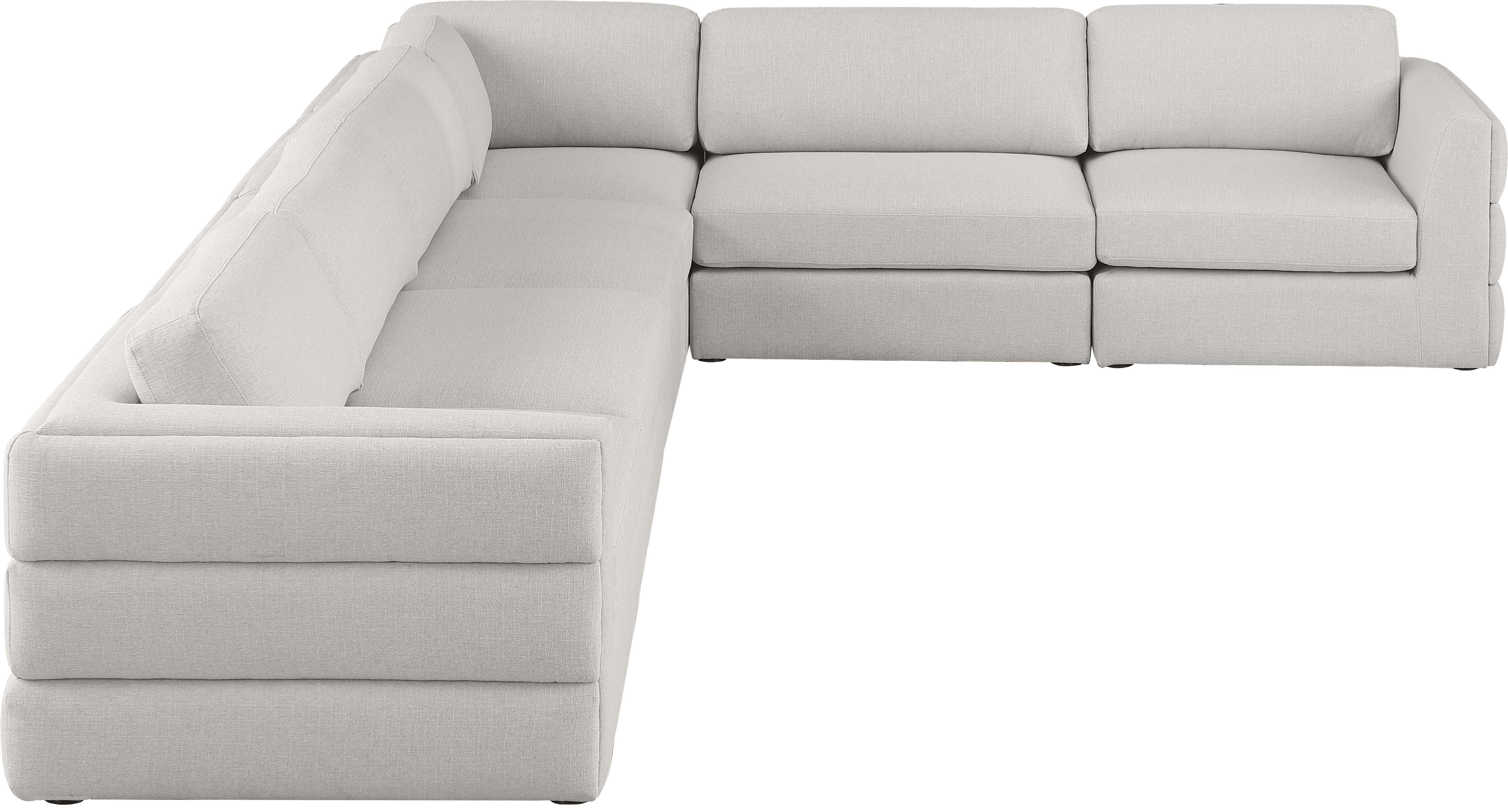 Beckham Durable Linen Textured Fabric Modular Sectional Sofa - Modern L-Shaped Couch for Living Room, Family Room & Home Theater Comfort