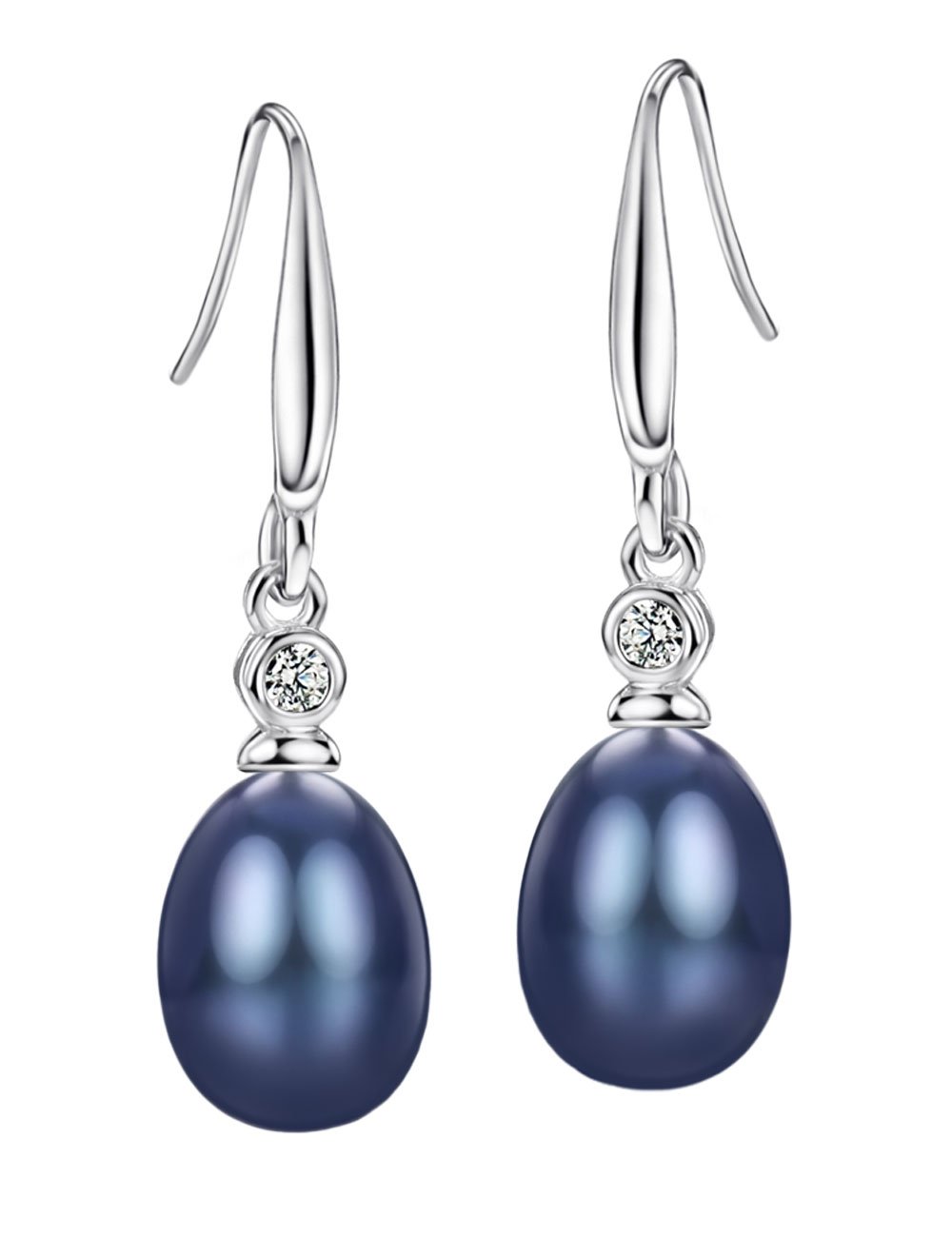 Natural Black Pearl Earrings for Women - Sterling Silver Cultured Pearl Dangle Drop Jewelry | Elegant Gift for Brides, Parties & Special Occasions