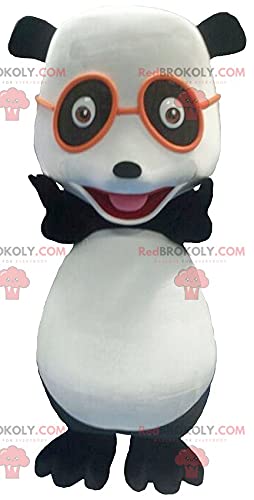 SPOTSOUND Black and White Panda with Glasses - Cute Mascot Plush Toy for Kids Room Decor, Birthday Gifts & Anime Cosplay Accessories