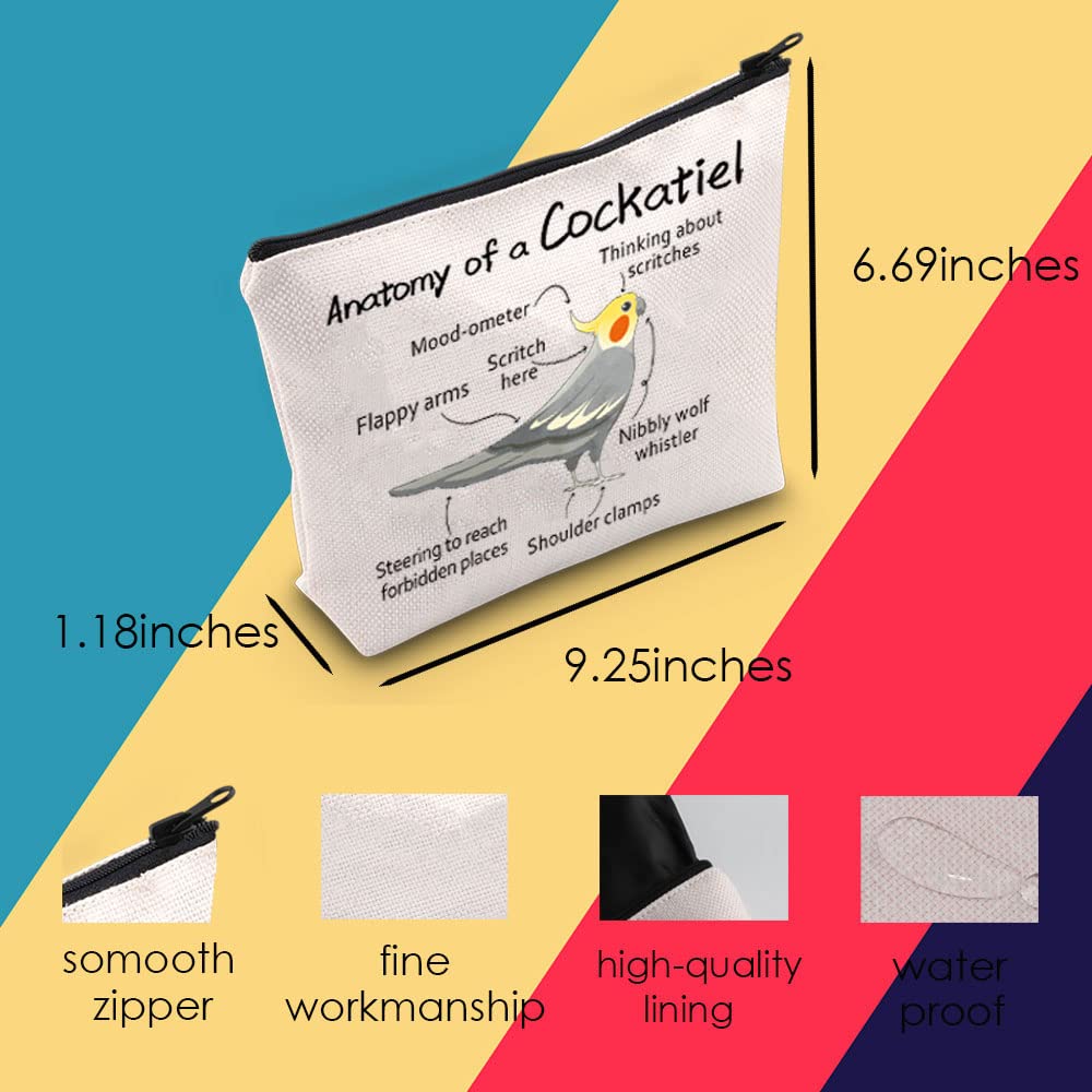 Cockatiel Makeup Bag - Cute Zipper Pouch for Women & Girls | Perfect Gift for Bird Lovers & Travel
